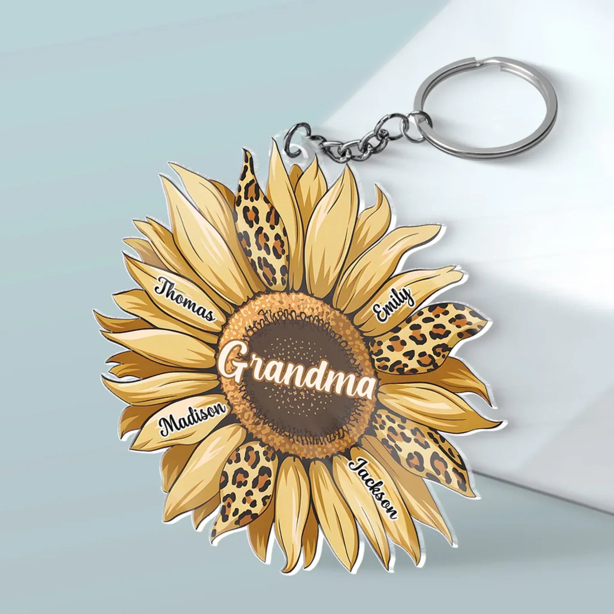 Her Love Is As Timeless As The Blooms In Her Garden - Family Personalized Custom Shaped Acrylic Keychain - Gift For Mom, Grandma