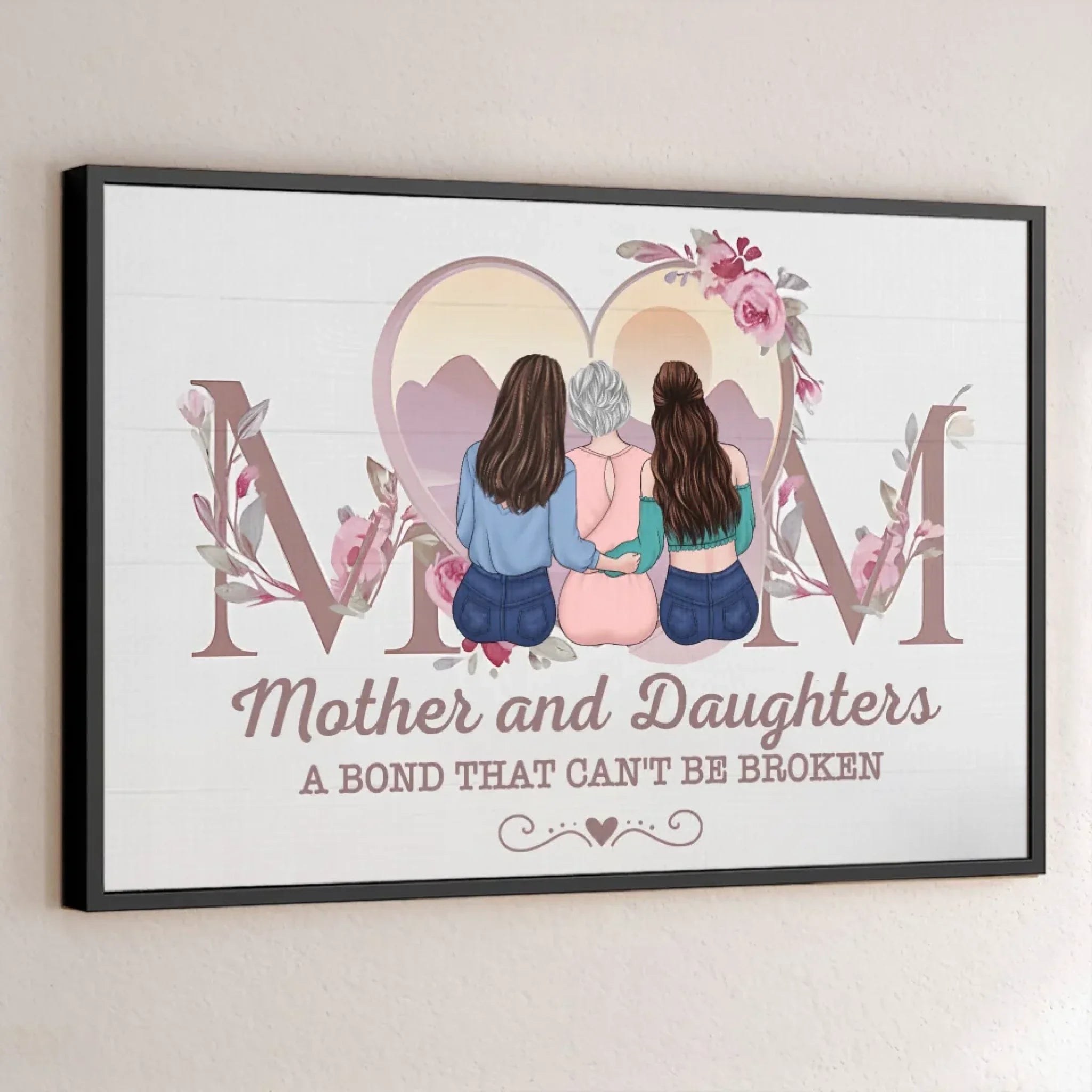 My Mom Is My Home And My Haven - Family Personalized Custom Horizontal Poster - Gift For Mom, Daughter