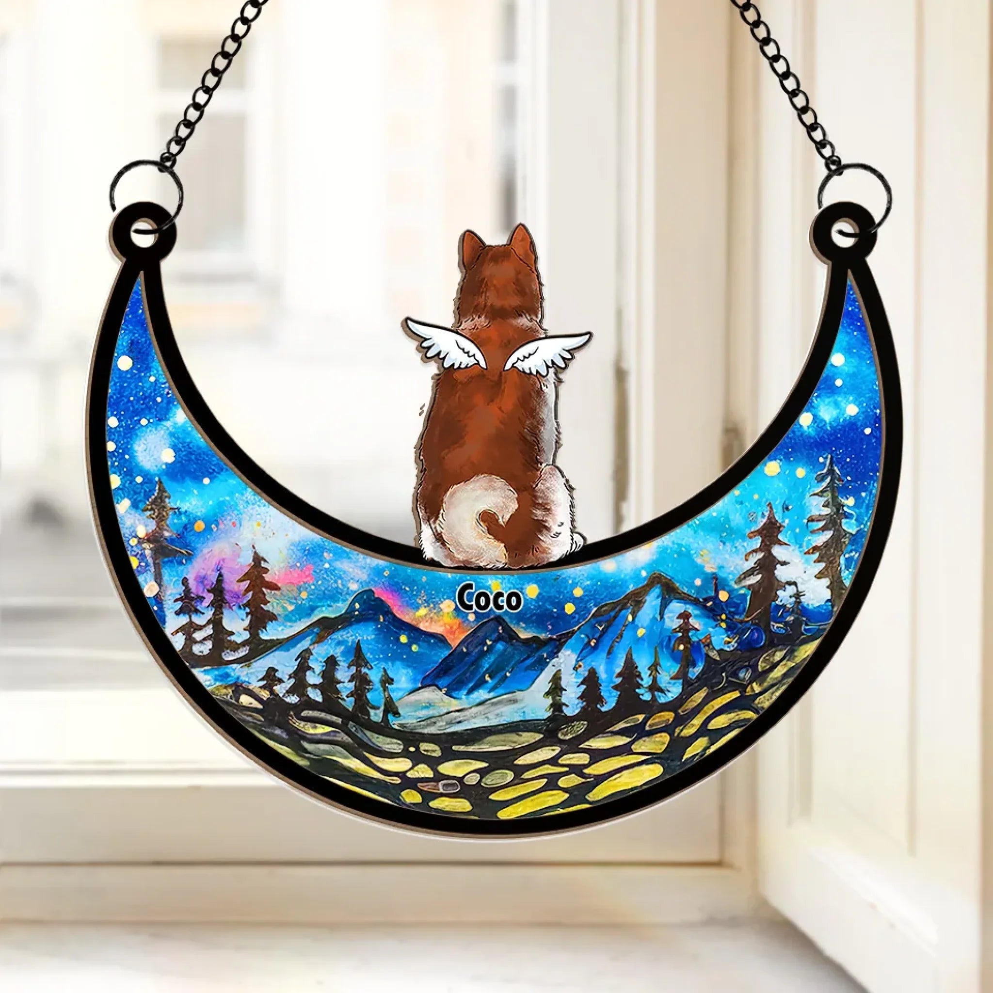 Your Purrs Echo In Our Memories - Memorial Personalized Window Hanging Suncatcher Ornament - Sympathy Gift For Pet Owners, Pet Lovers