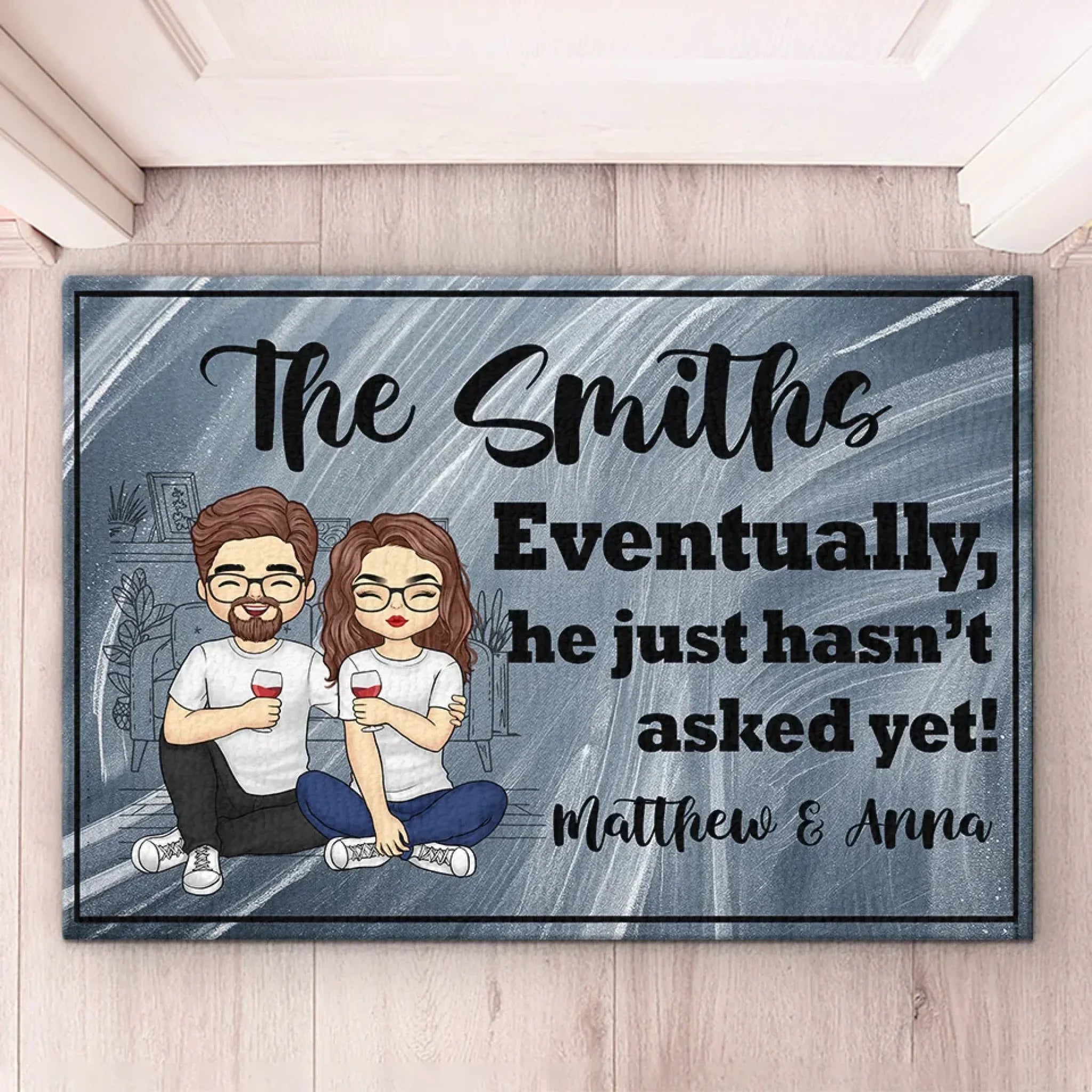 Hand In Hand, Heart To Heart - Couple Personalized Custom Home Decor Decorative Mat - House Warming Gift For Husband Wife, Anniversary
