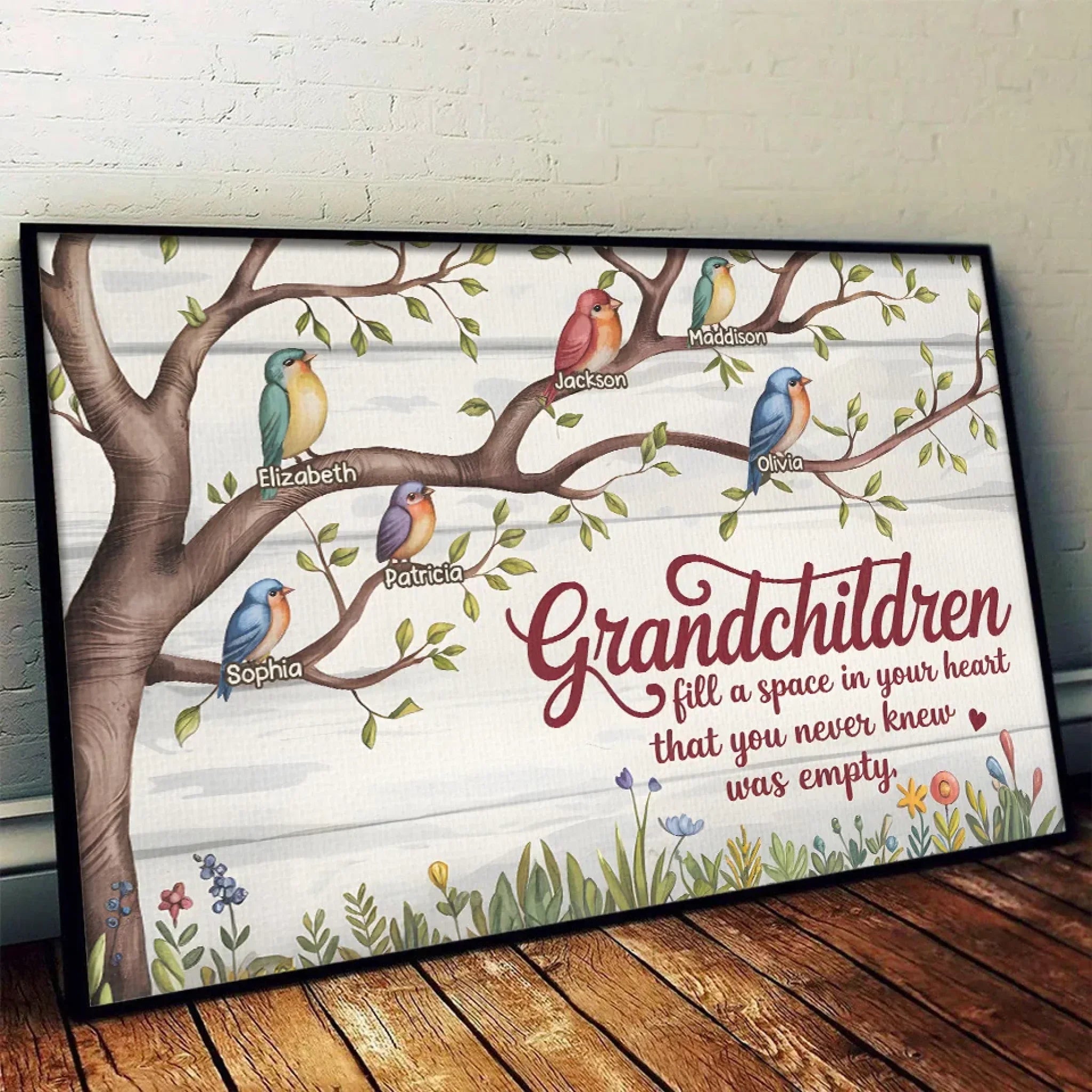 They Fill Our Hearts With Unexpected Joy - Family Personalized Custom Horizontal Poster - Gift For Grandma, Grandpa, Grandkid