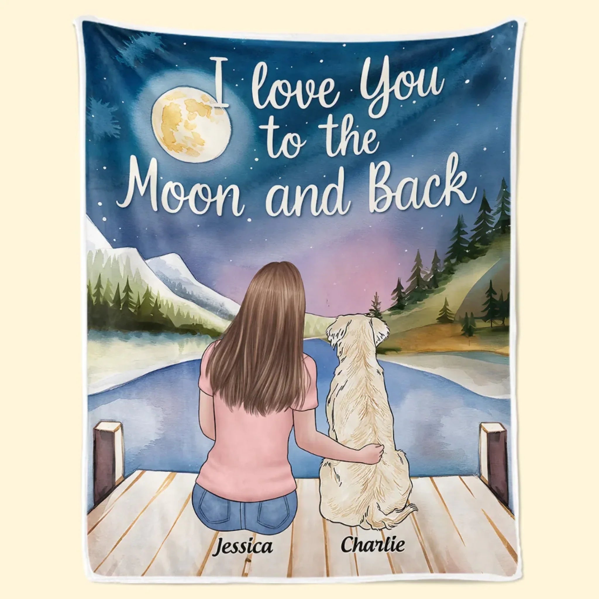 Love You To The Moon And Back - Dog & Cat Personalized Custom Blanket - Gift For Pet Owners, Pet Lovers