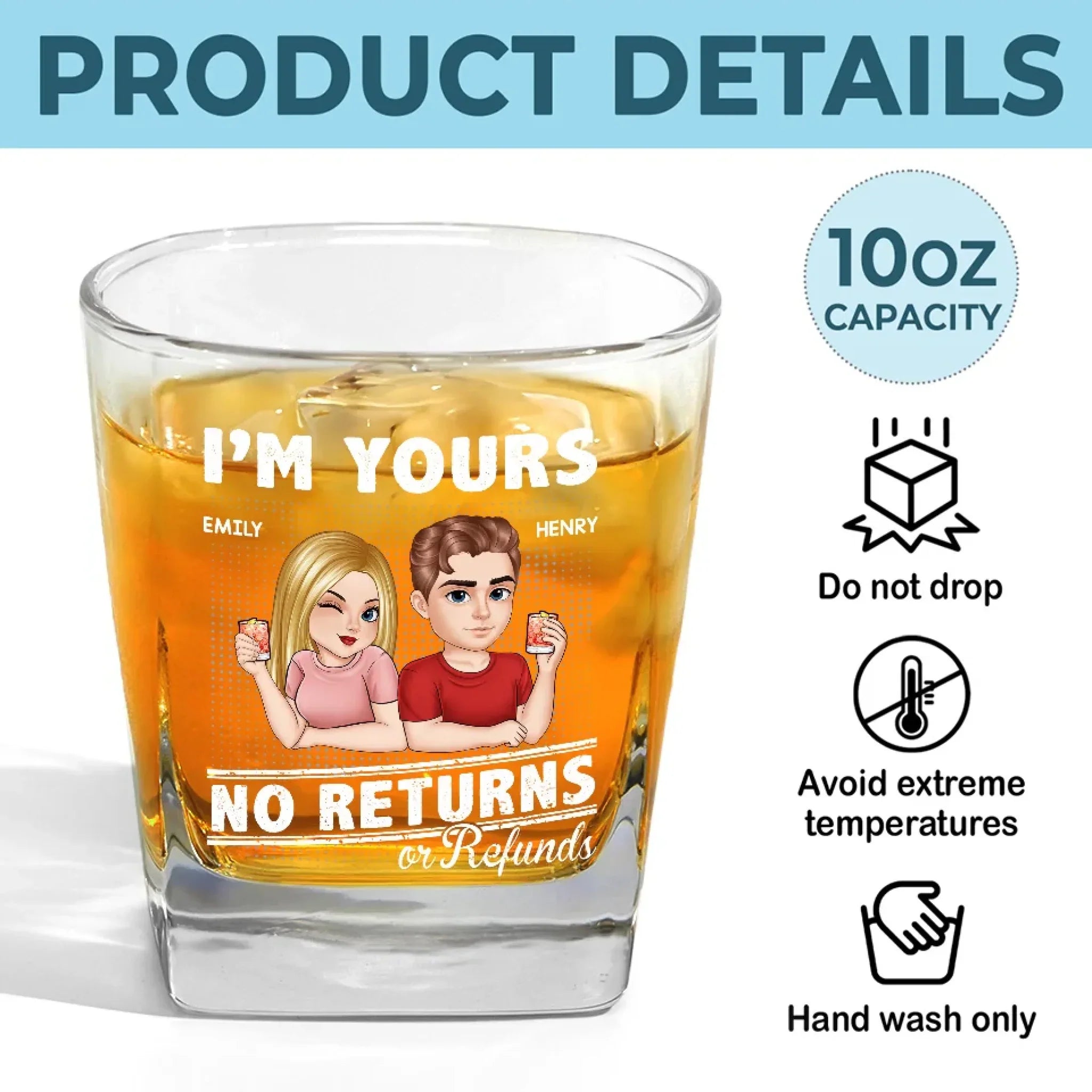 I'm Your Everything And You’re Mine - Couple Personalized Custom Square Whiskey Glass - Gift For Husband Wife, Anniversary