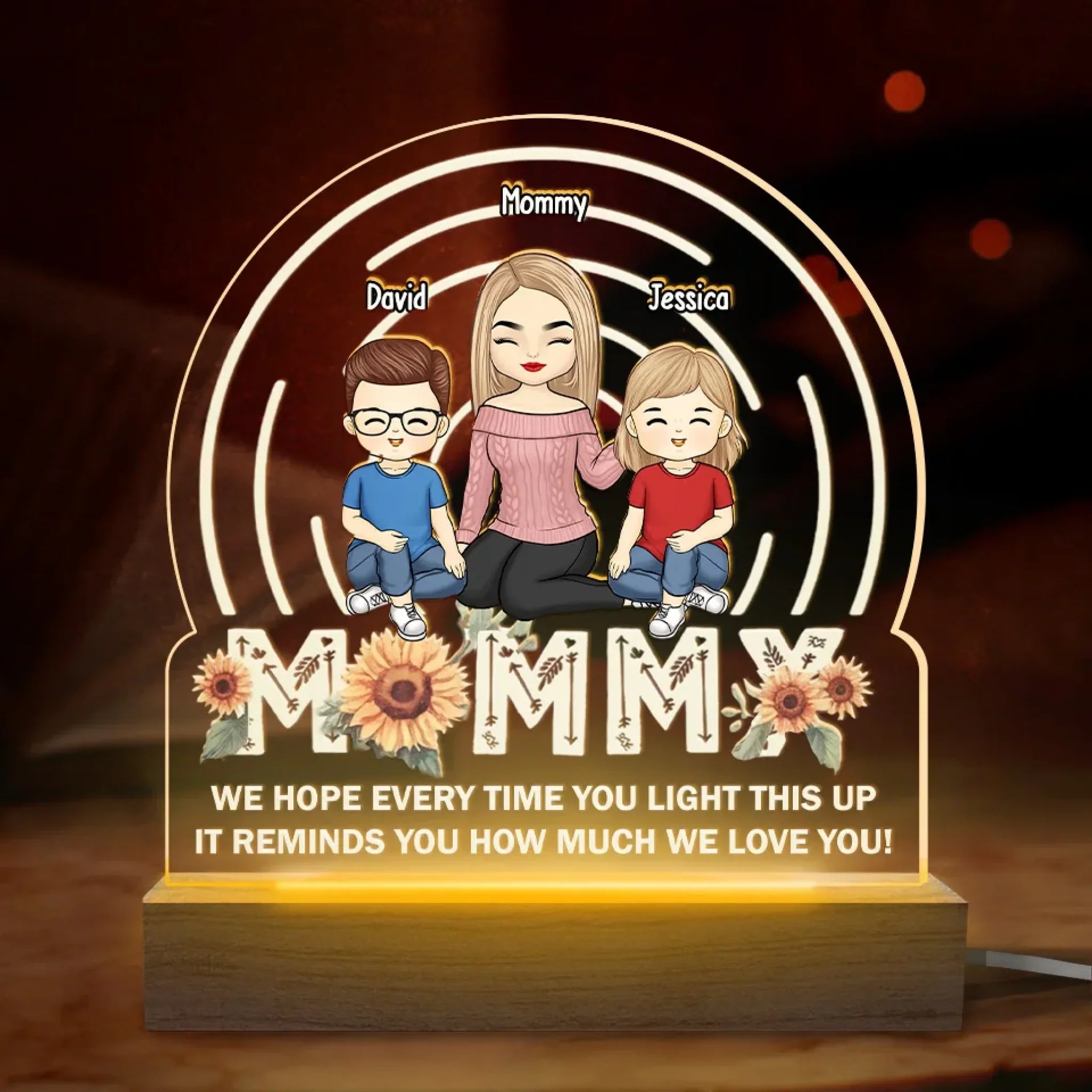 To Our Family, You Are The World - Family Personalized Custom Shaped Acrylic LED Light - Mother's Day, Gift For Mom