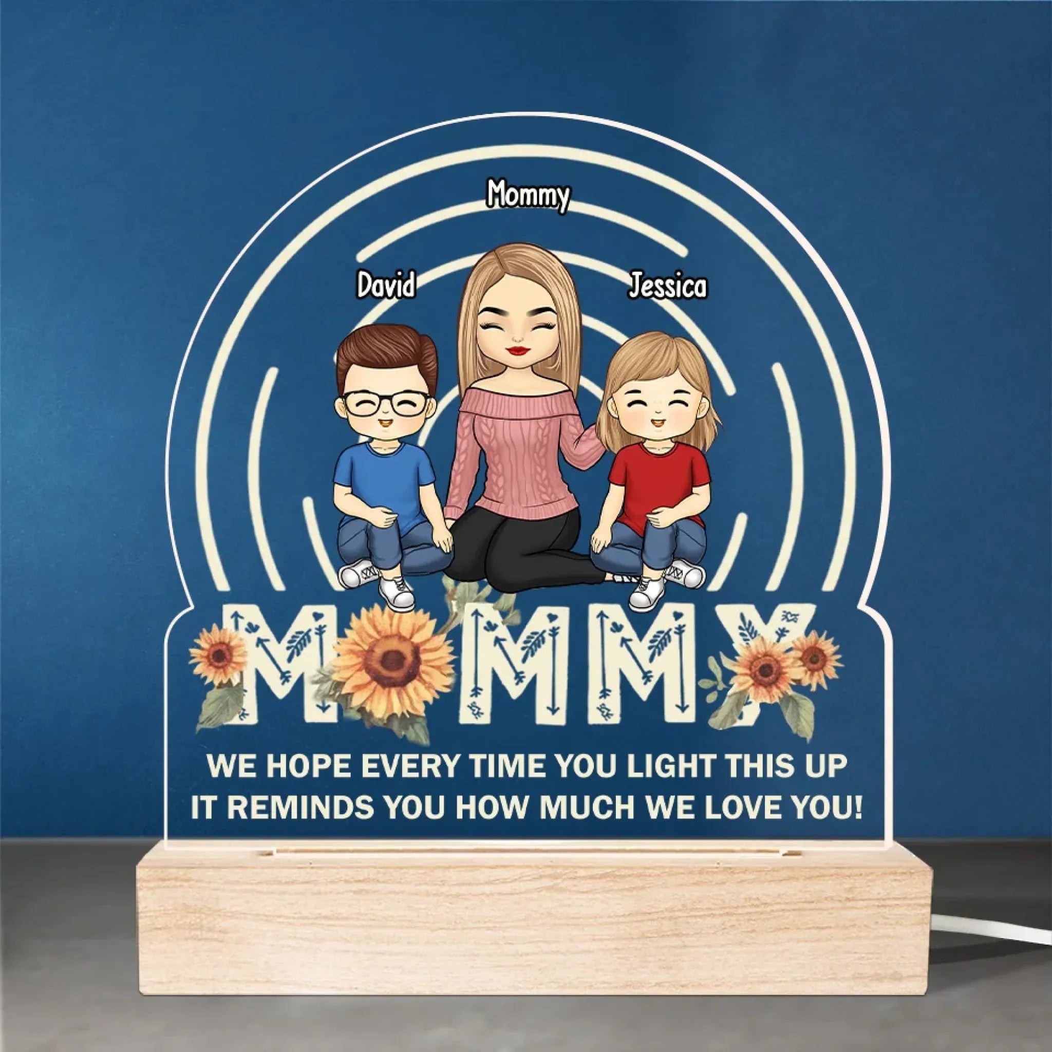 To Our Family, You Are The World - Family Personalized Custom Shaped Acrylic LED Light - Mother's Day, Gift For Mom
