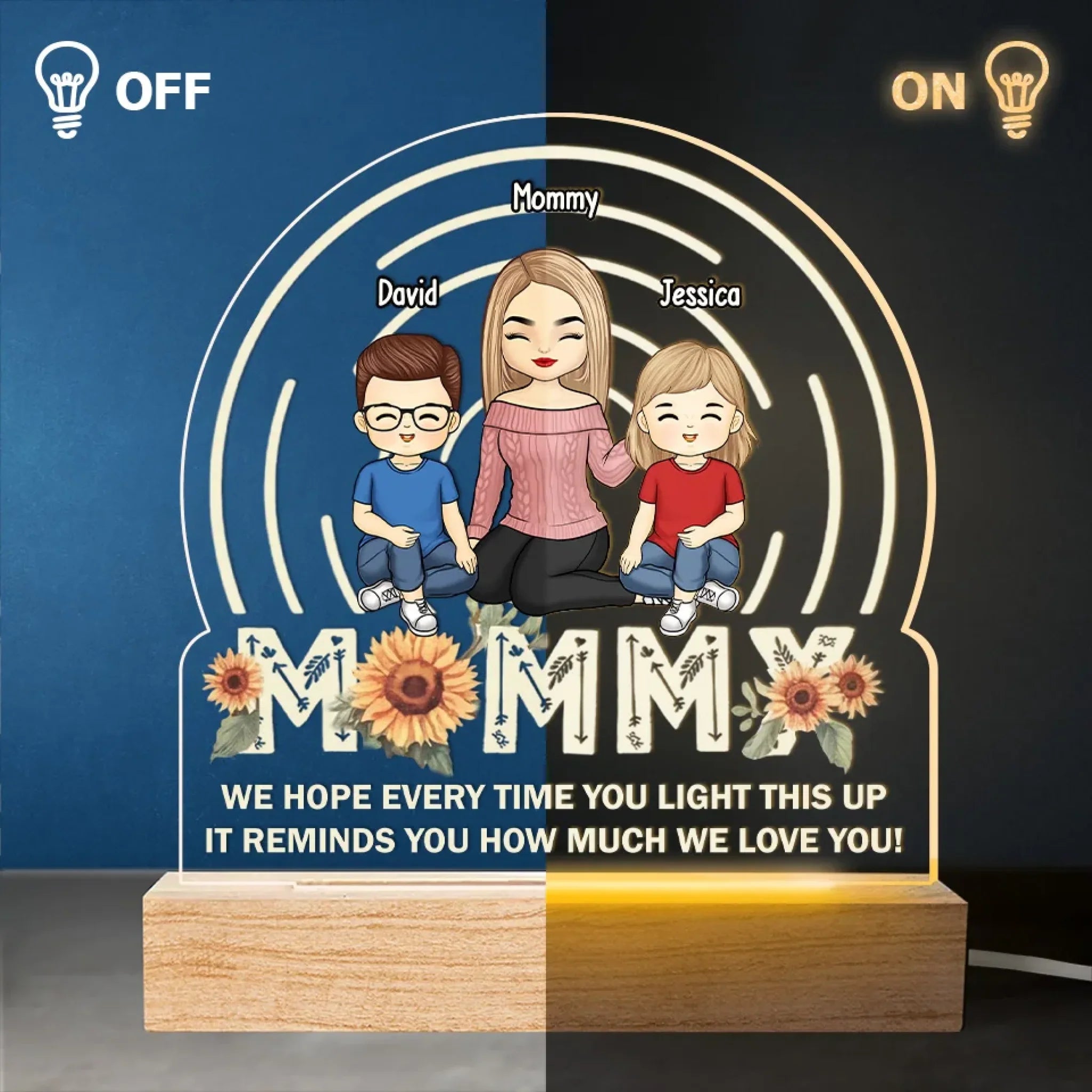 To Our Family, You Are The World - Family Personalized Custom Shaped Acrylic LED Light - Mother's Day, Gift For Mom