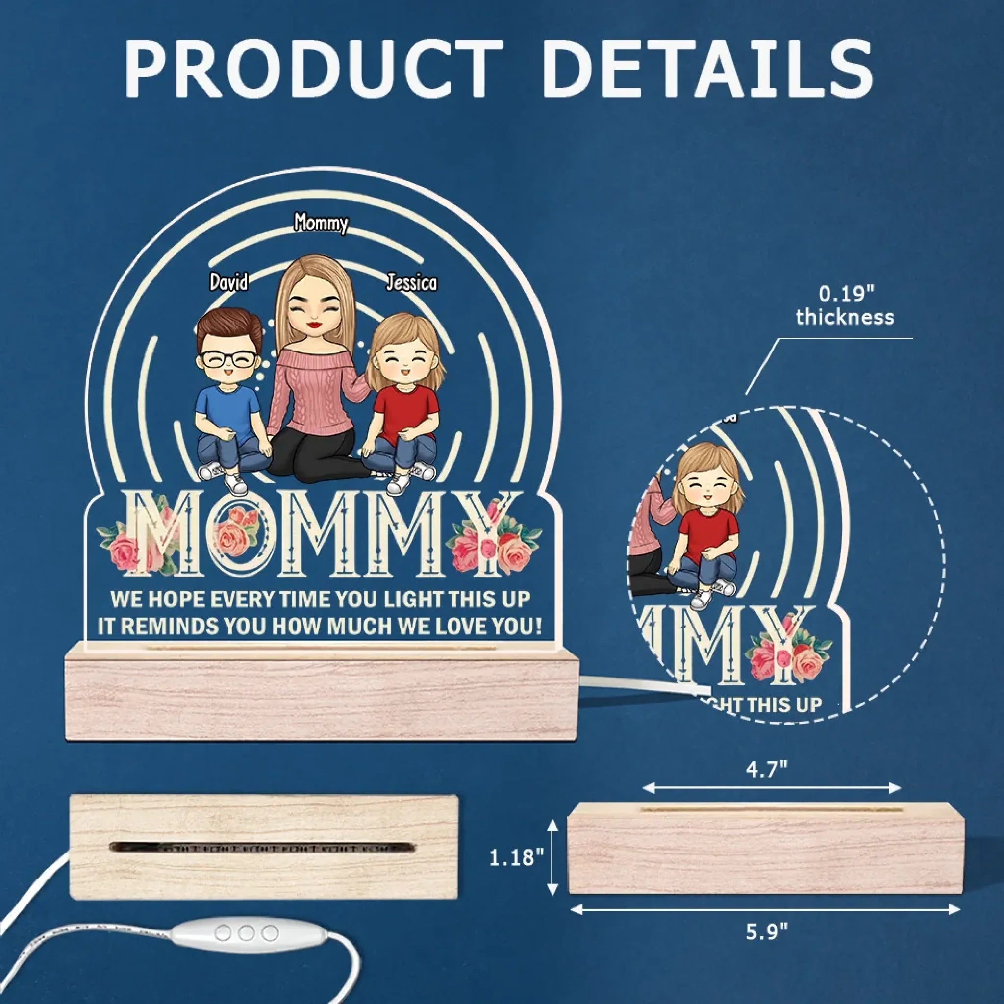 Home Is Wherever Mom Is - Family Personalized Custom Shaped Acrylic LED Light - Mother's Day, Gift For Mom