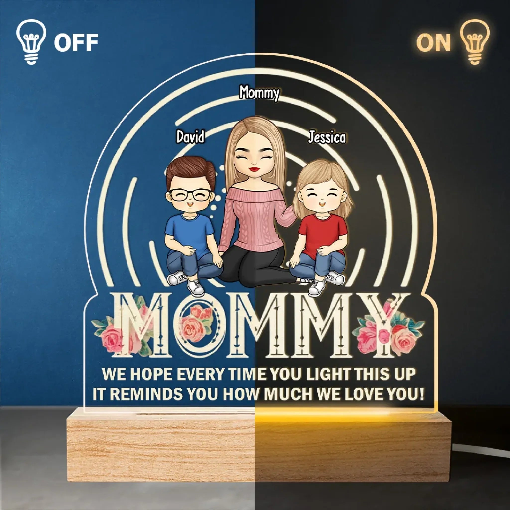 Home Is Wherever Mom Is - Family Personalized Custom Shaped Acrylic LED Light - Mother's Day, Gift For Mom