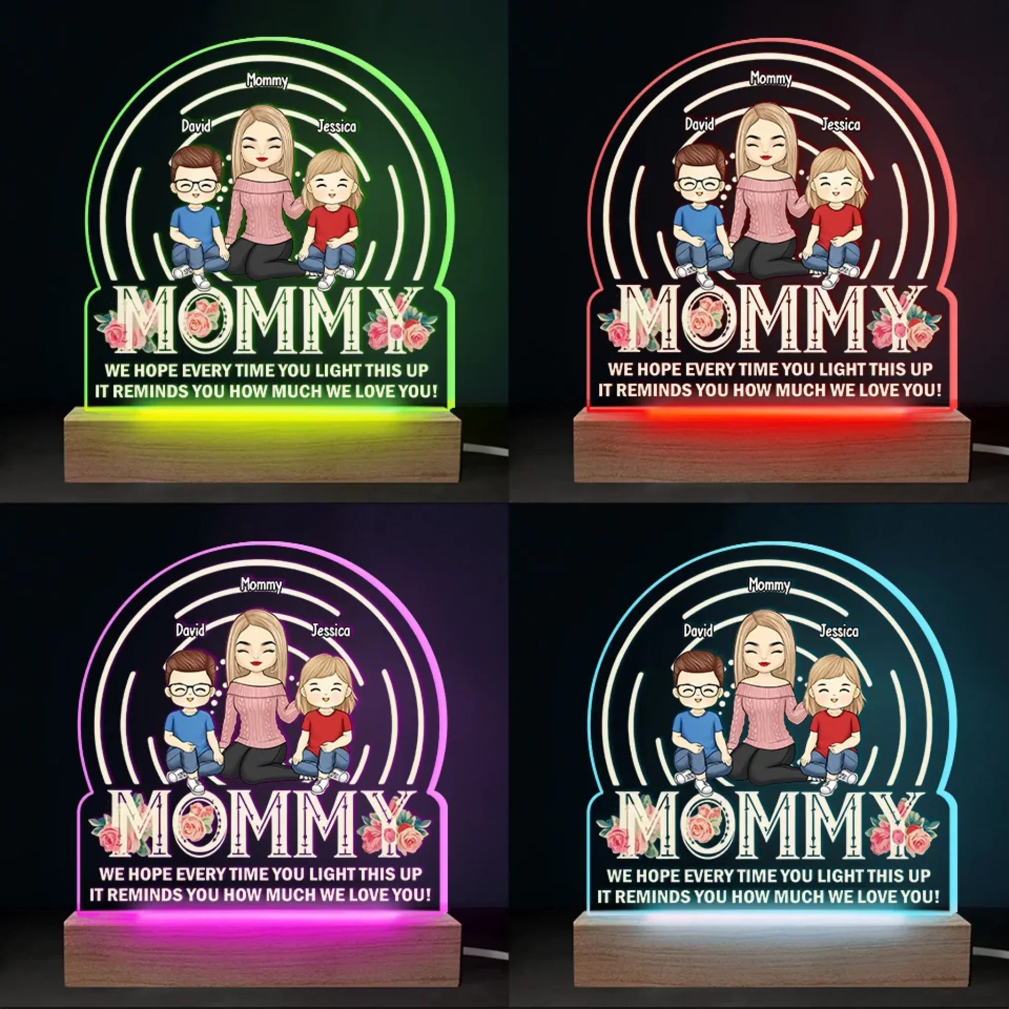 Home Is Wherever Mom Is - Family Personalized Custom Shaped Acrylic LED Light - Mother's Day, Gift For Mom