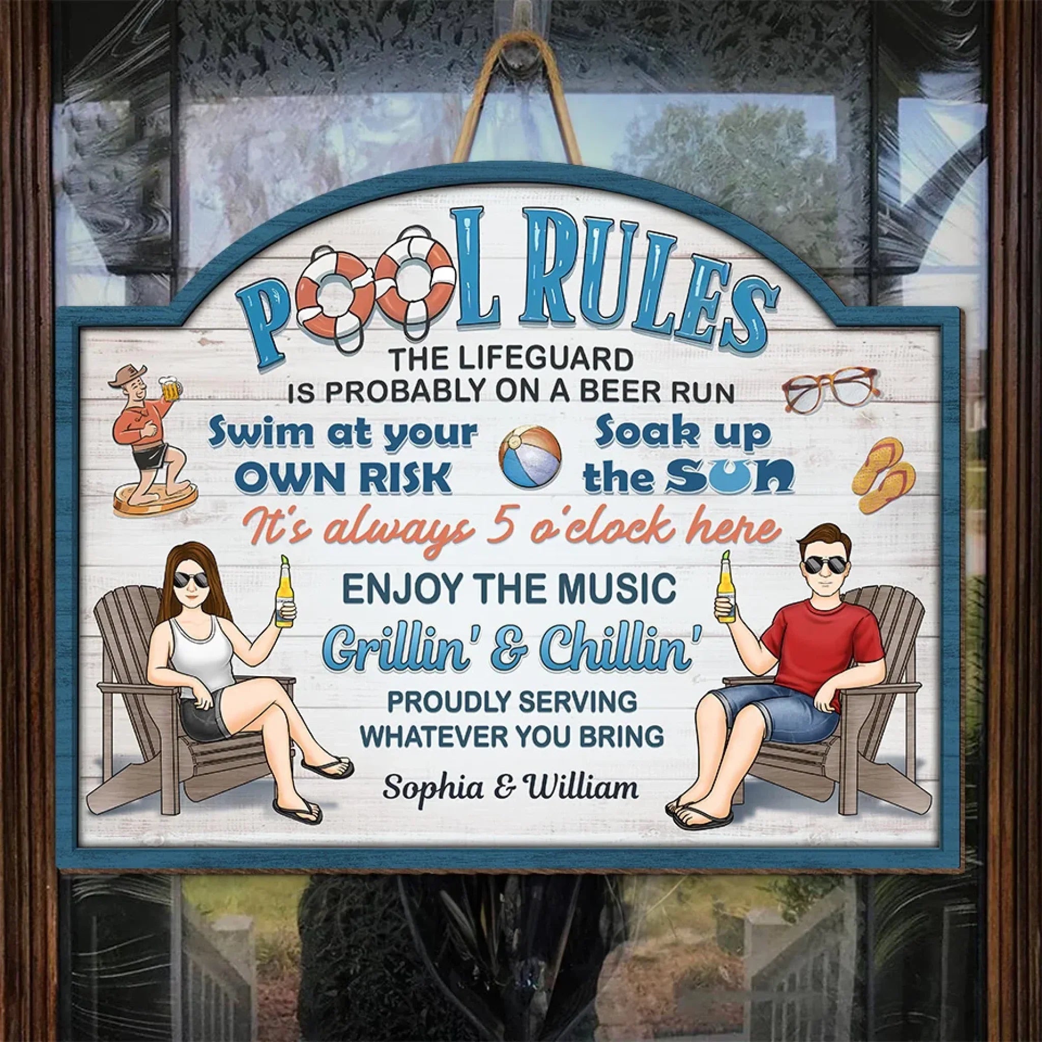 Our Love Is As Deep As This Pool - Couple Personalized Custom Home Decor Wood Sign - Gift For Husband Wife, Anniversary