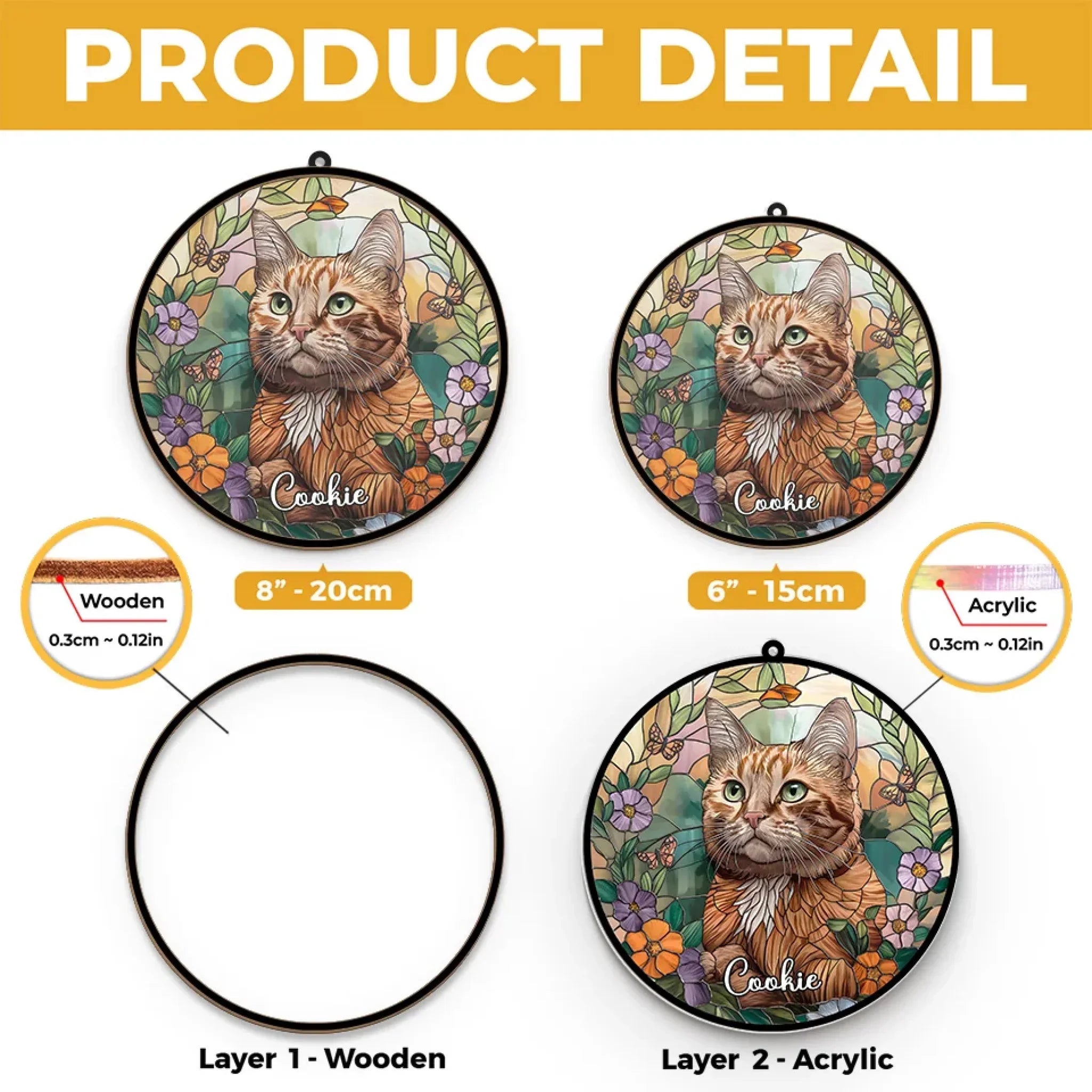 Custom Photo A Cat’s Love Is Never Forgotten - Memorial Personalized Window Hanging Suncatcher Ornament - Sympathy Gift For Pet Owners, Pet Lovers