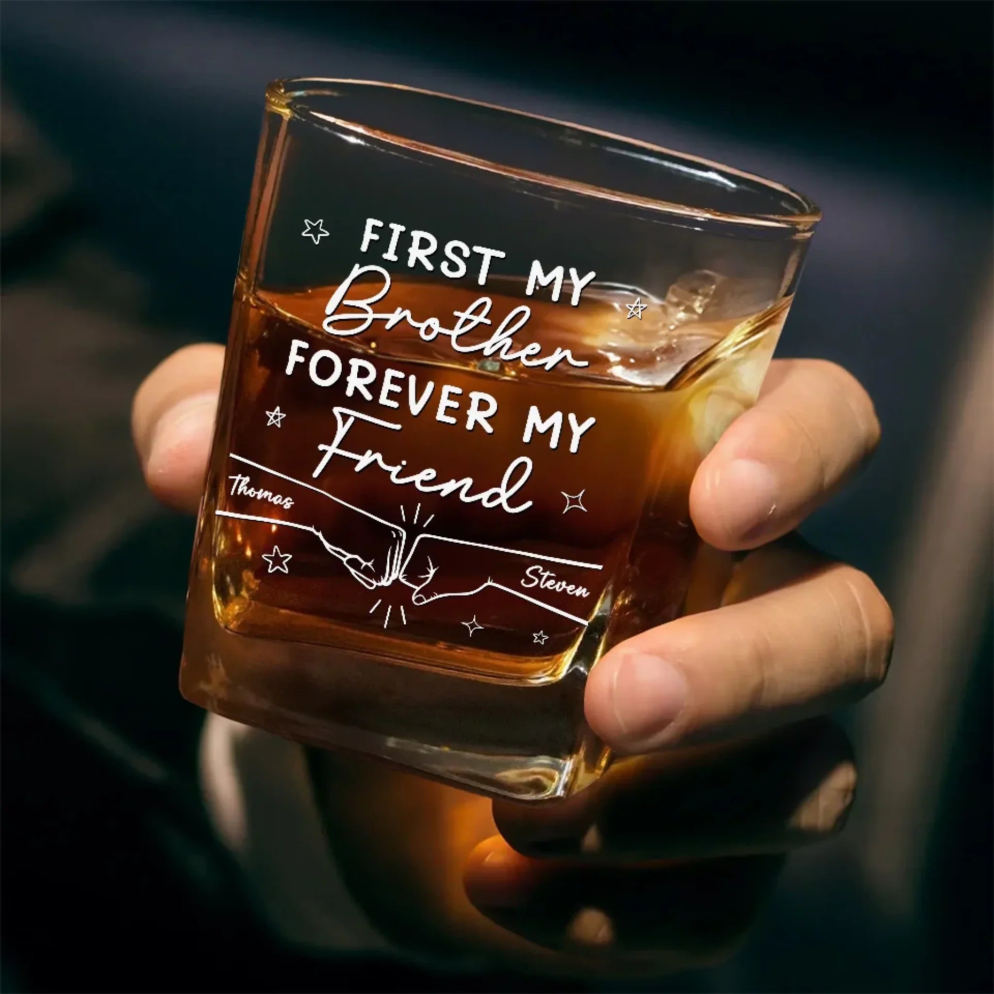 Forever My Friend - Family Personalized Custom Square Whiskey Glass - Gift For Family Members
