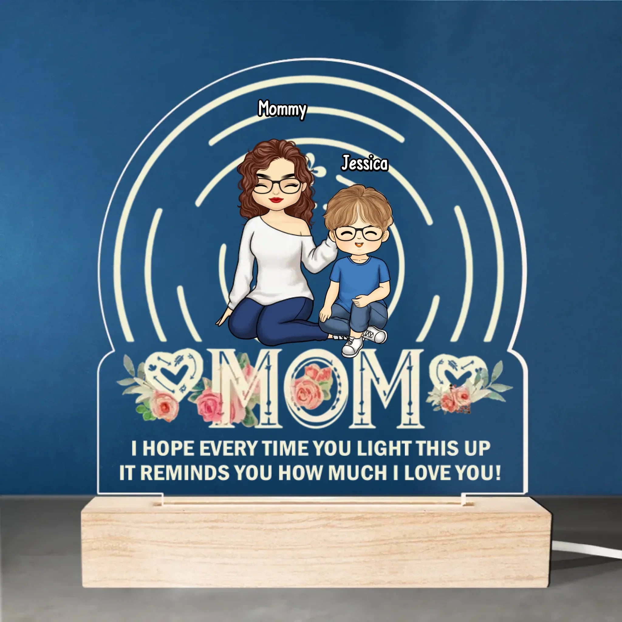 Home Is Wherever Mom Is - Family Personalized Custom Shaped Acrylic LED Light - Mother's Day, Gift For Mom