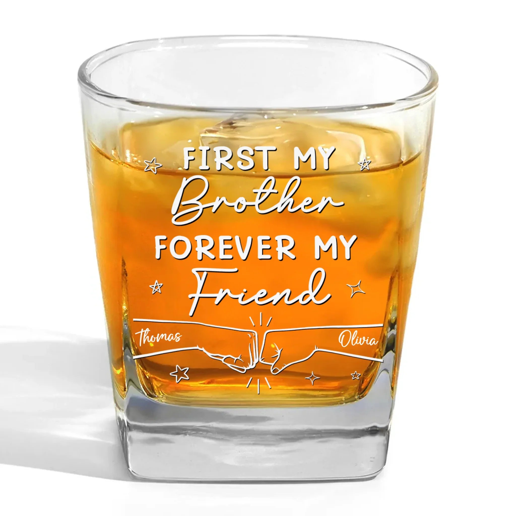Forever My Friend - Family Personalized Custom Square Whiskey Glass - Gift For Family Members