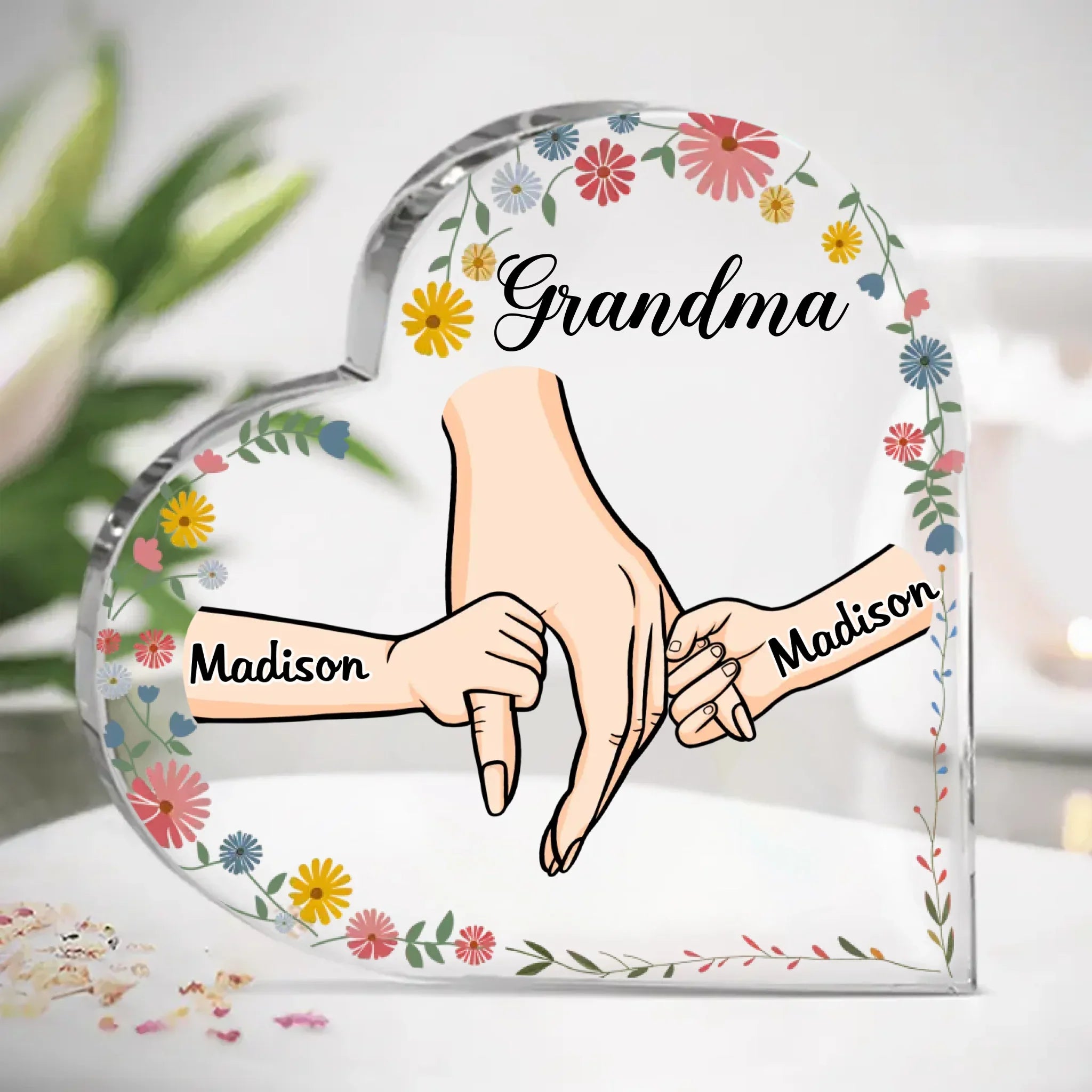The Bond We Share Is My Greatest Gift - Family Personalized Custom Heart Shaped Acrylic Plaque - Gift For Mom, Grandma