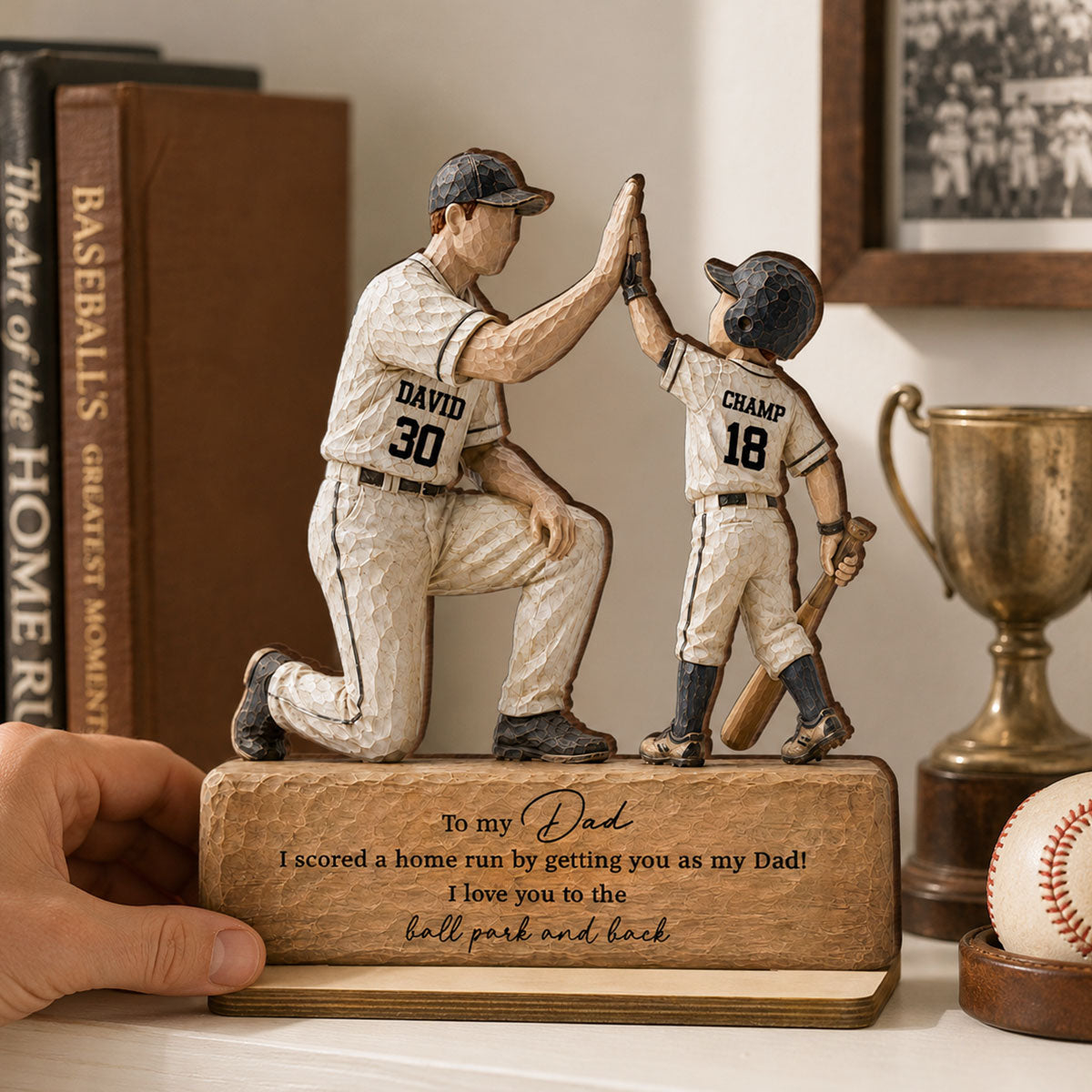 I Scored a Home Run with You as My Dad - Personalized 2-Layered Wooden Plaque - Gift for Dad from Son Daughter
