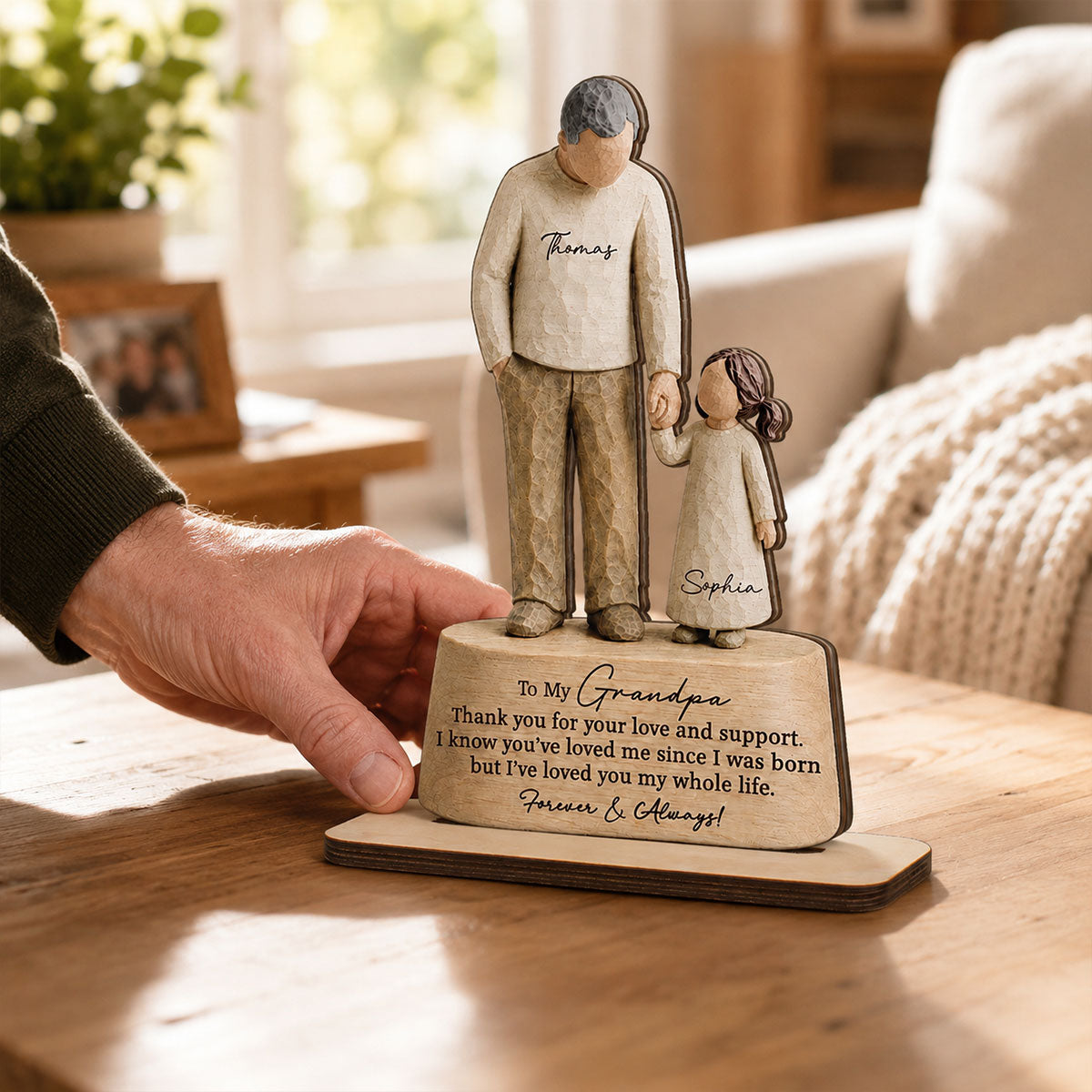 I've Loved You My Whole Life Grandpa & Grandkid 2D Flat Printed - Personalized 2-Layered Wooden Plaque - Sentimental Gift For Grandpa