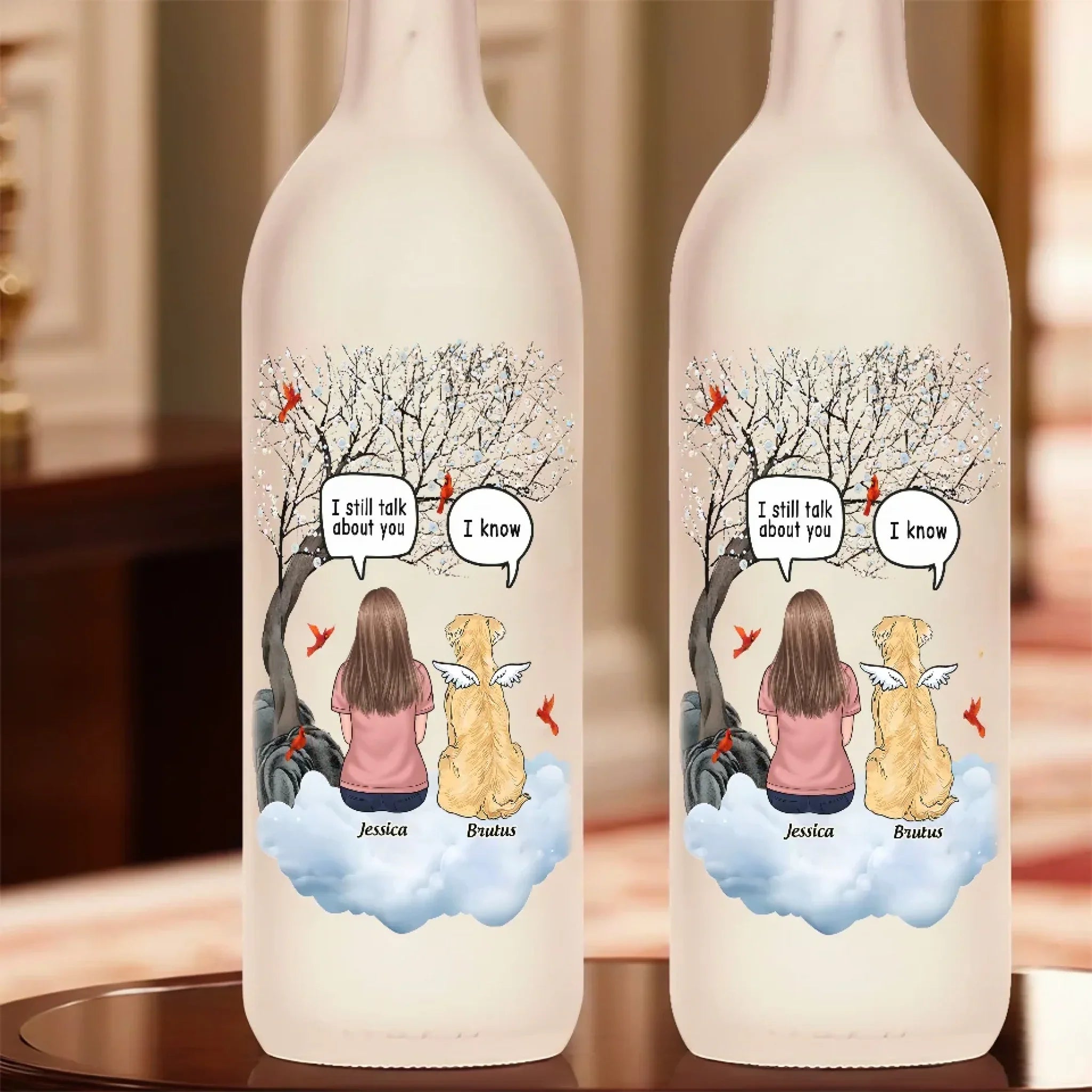 Love Knows No Goodbye - Memorial Personalized Custom Bottle Lamp - Sympathy Gift For Pet Owners, Pet Lovers