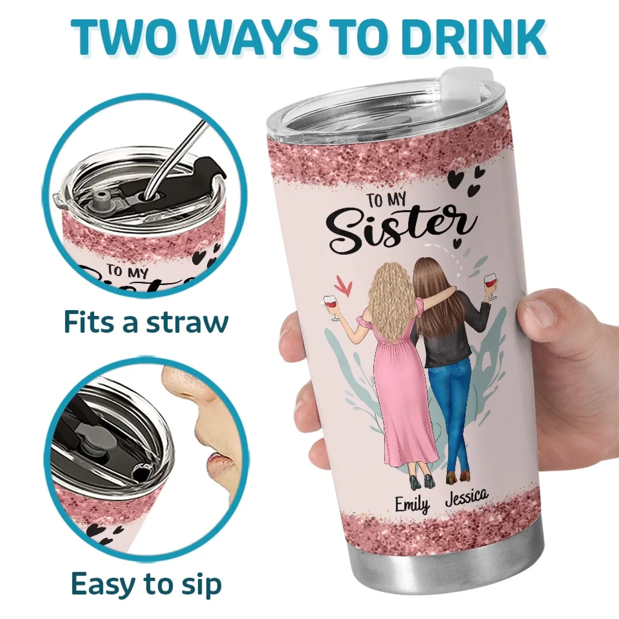 The Sister Of My Soul - Bestie Personalized Custom Tumbler - Gift For Best Friends, BFF, Sisters