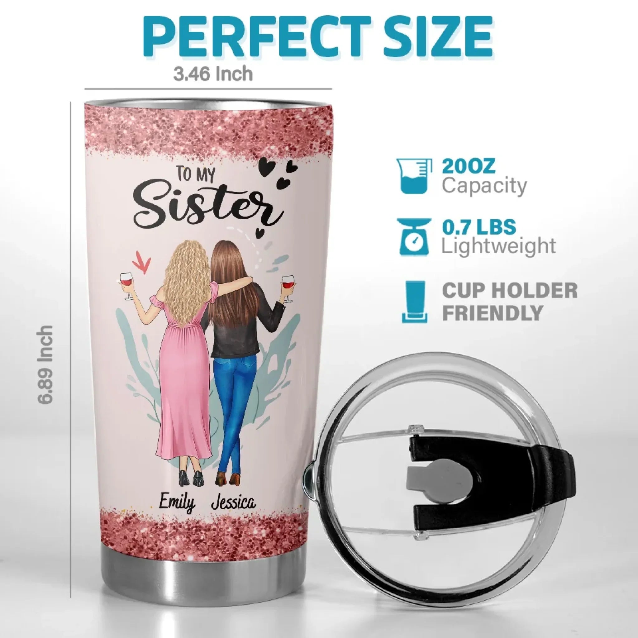 The Sister Of My Soul - Bestie Personalized Custom Tumbler - Gift For Best Friends, BFF, Sisters