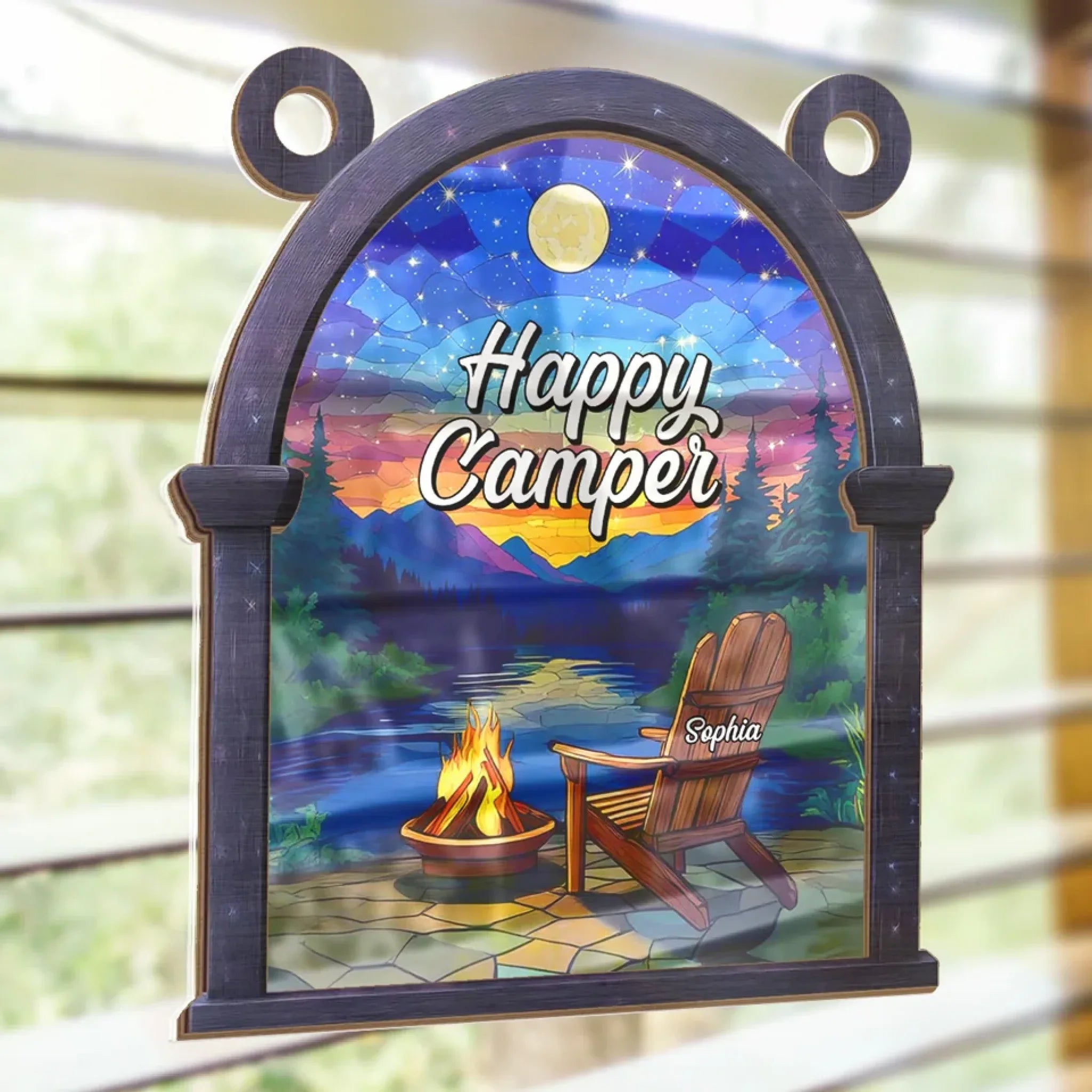 Bright Moon And Happy Me - Family Personalized Window Hanging Suncatcher - Gift For Yourself, Best Friends, Siblings, Family Members