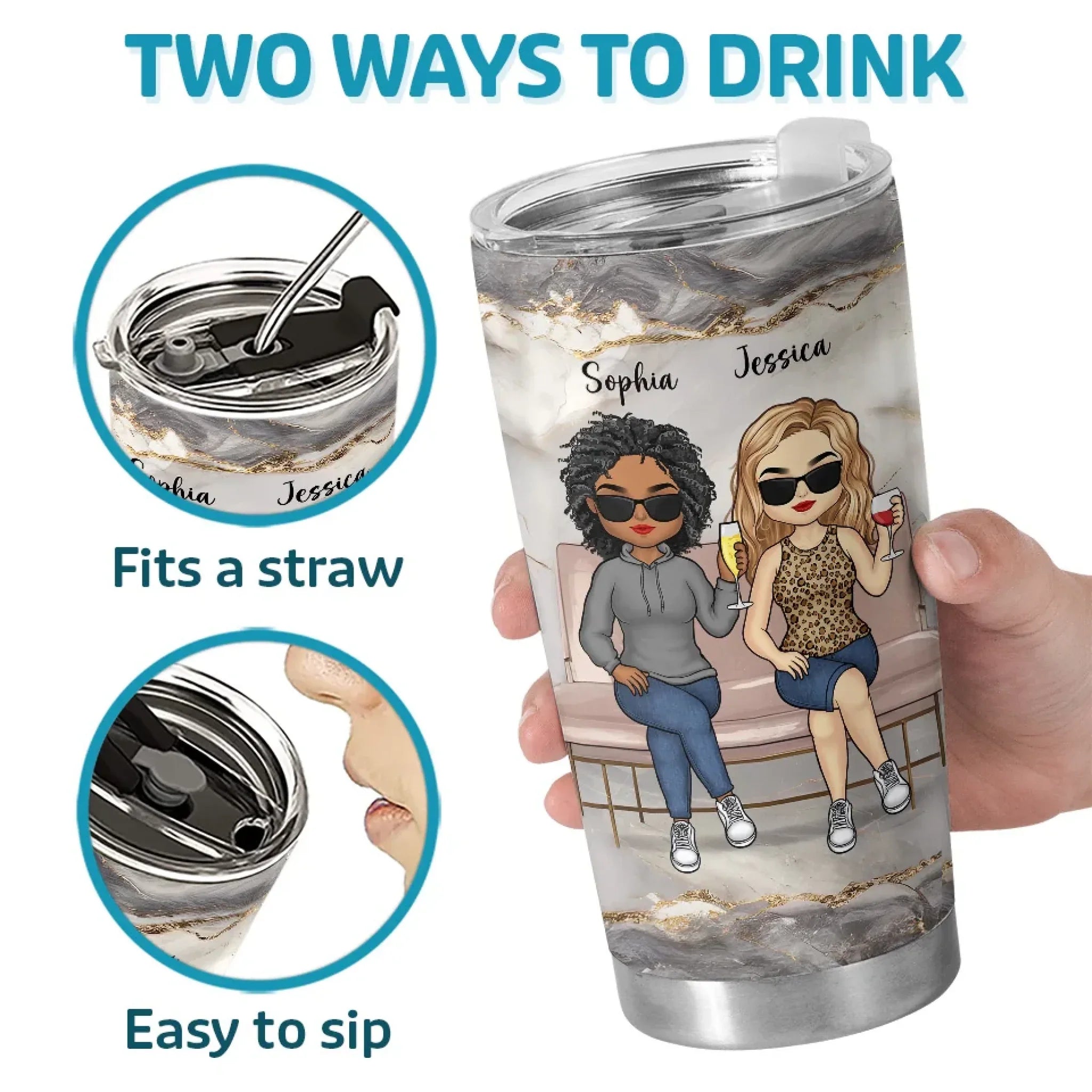Friends Who Slay Together, Stay Together - Bestie Personalized Custom Tumbler - Gift For Best Friends, BFF, Sisters