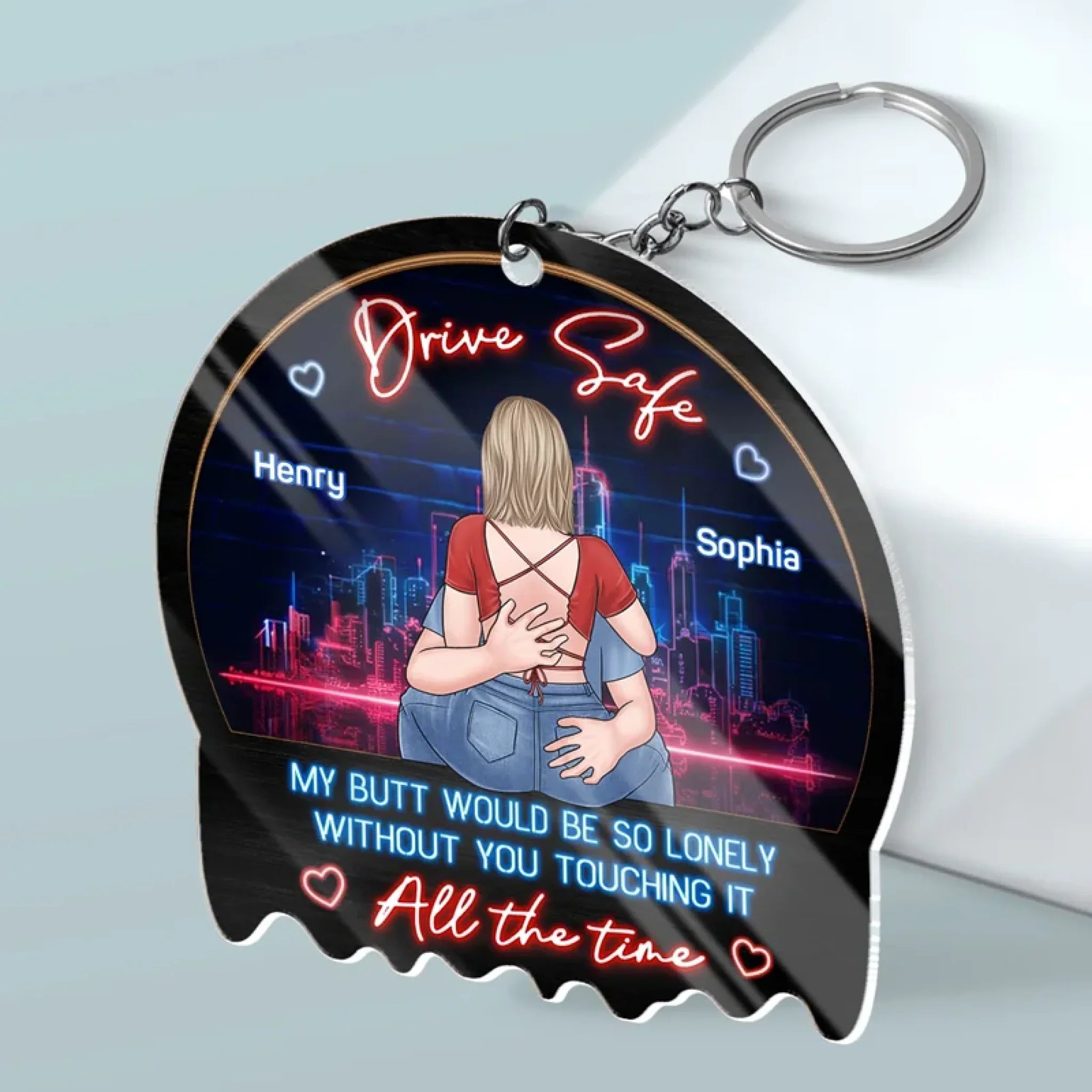 Drive Safe, I Love You - Couple Personalized Custom Shaped Acrylic Keychain - Gift For Husband Wife, Anniversary