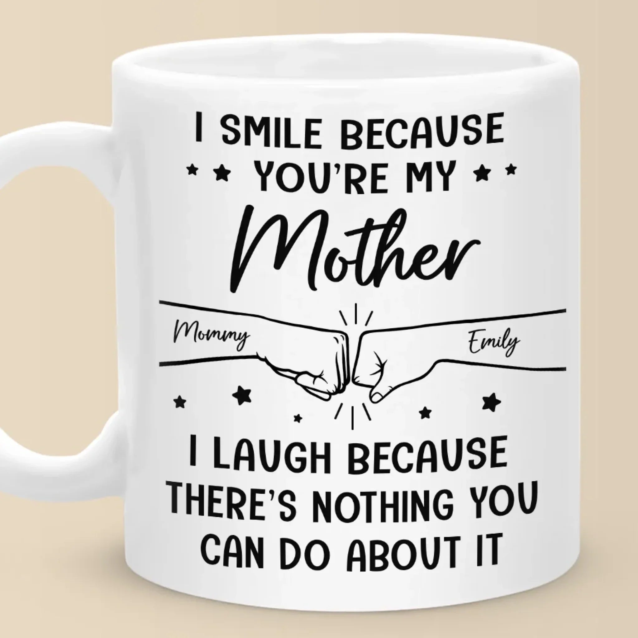 Strong Together, One Fist Bump At A Time - Family Personalized Custom Mug - Gift For Mom, Daughter, Son