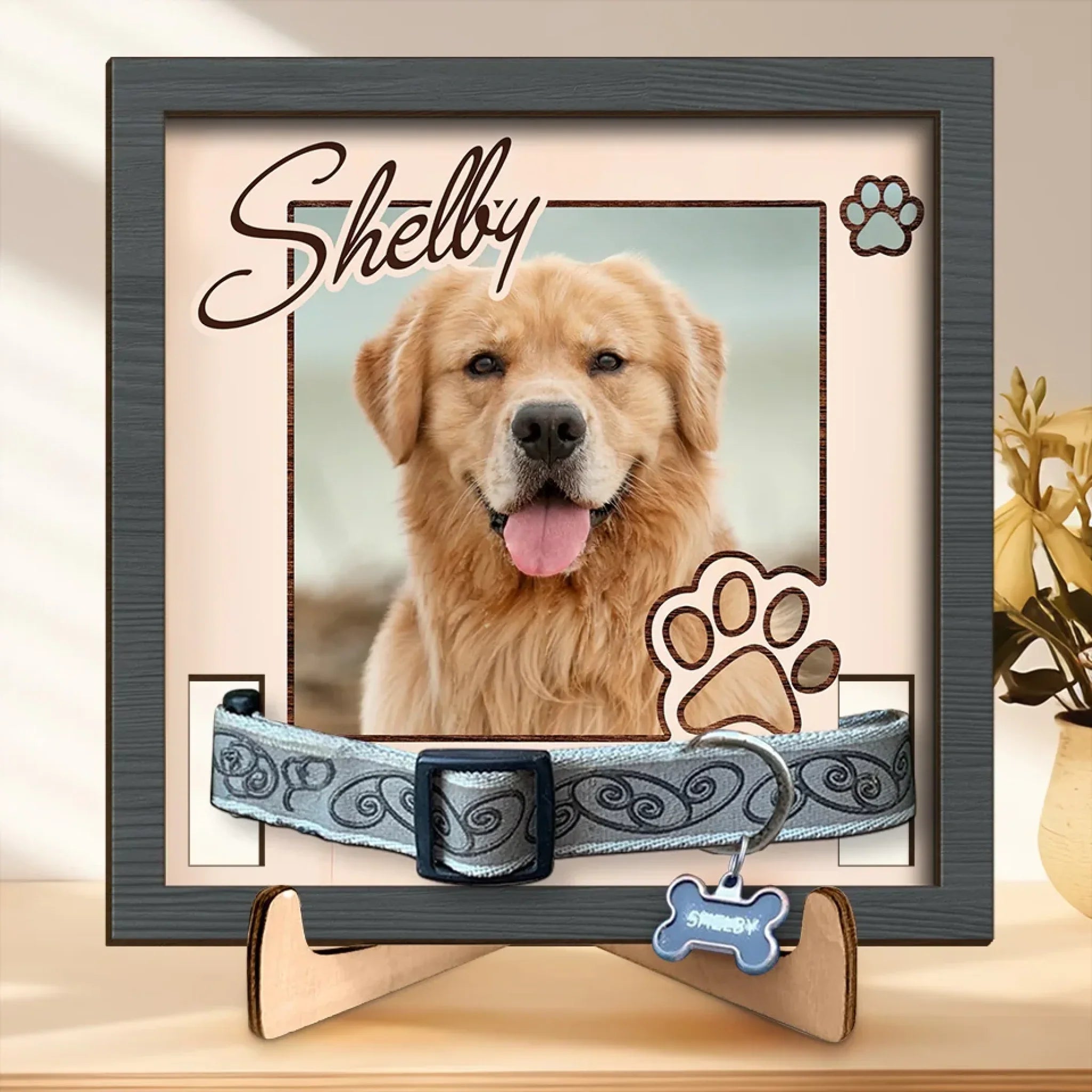 Custom Photo Your Spirit Will Always Be With Me - Memorial Personalized Custom Pet Loss Sign, Collar Frame - Sympathy Gift For Pet Owners, Pet Lovers