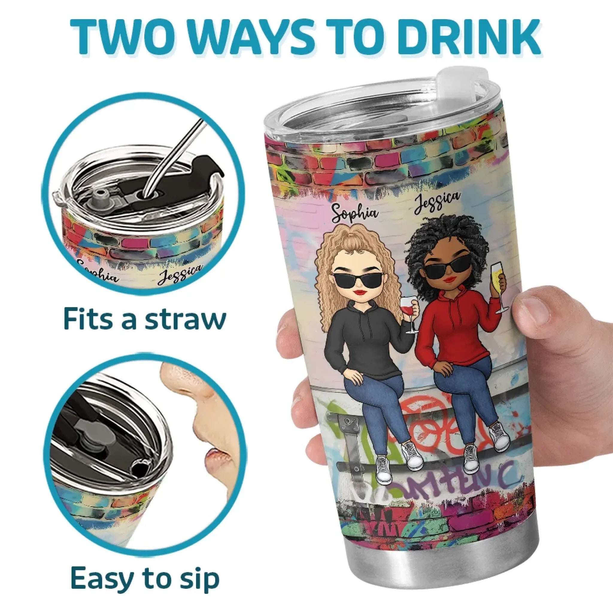 We’re The Perfect Mix Of Grace And Grit - Bestie Personalized Custom Tumbler - Gift For Best Friends, BFF, Sisters