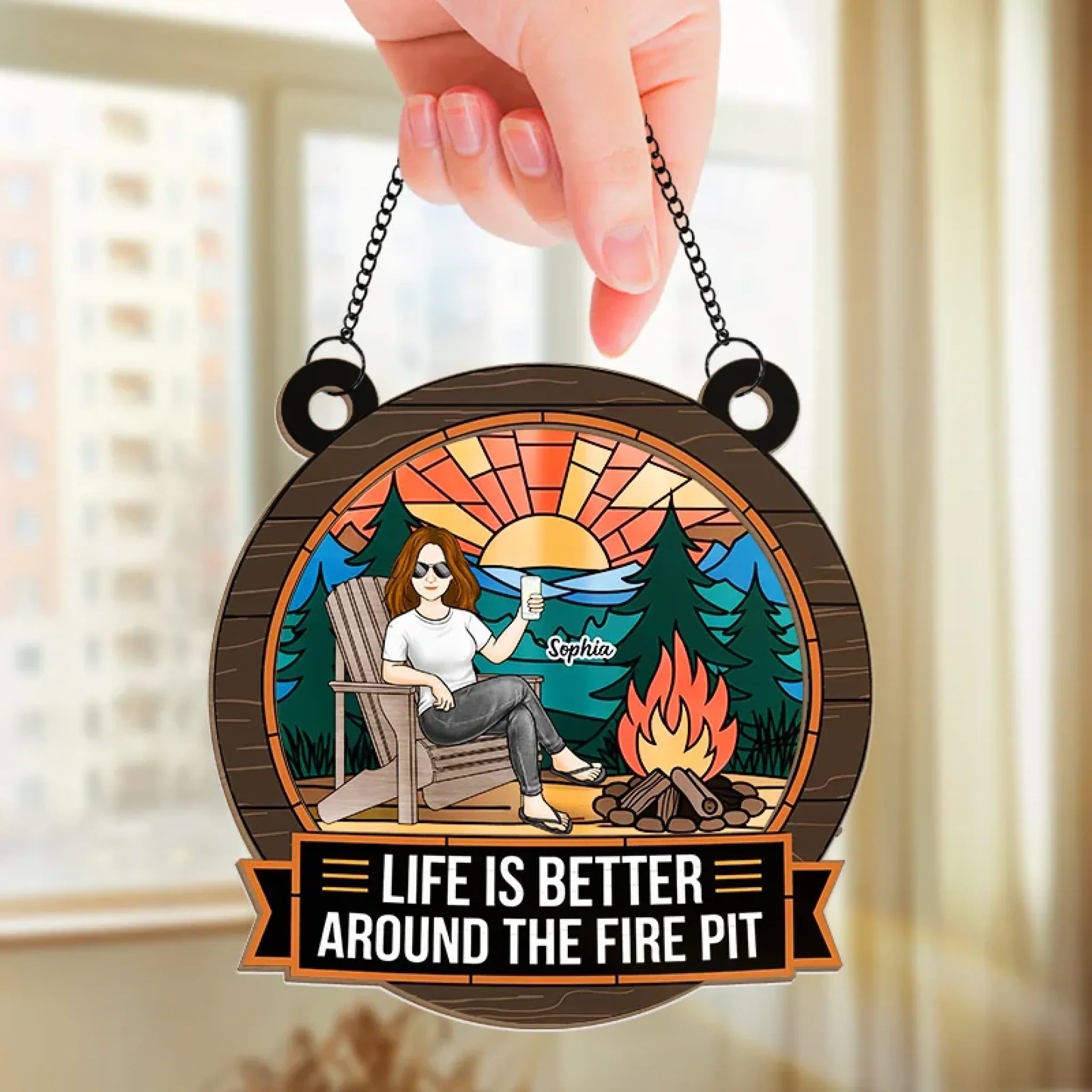 Heat Of The Fire, Peace Of The Night - Family Personalized Window Hanging Suncatcher Ornament - Gift For Yourself, Best Friends, Siblings, Family Members