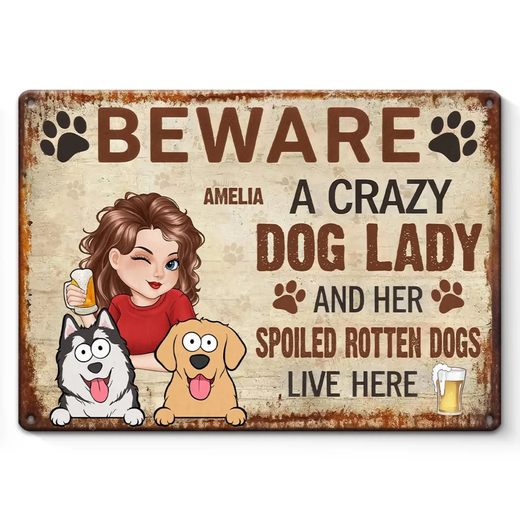 Because Every Pet Lover Deserves A Little Humor - Dog Personalized Custom Home Decor Metal Sign - House Warming Gift For Pet Owners, Pet Lovers