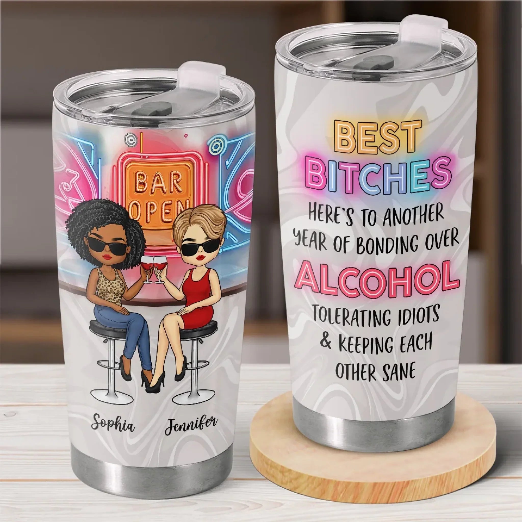 Cheers To Friendship And Endless Sips - Bestie Personalized Custom Tumbler - Gift For Best Friends, BFF, Sisters