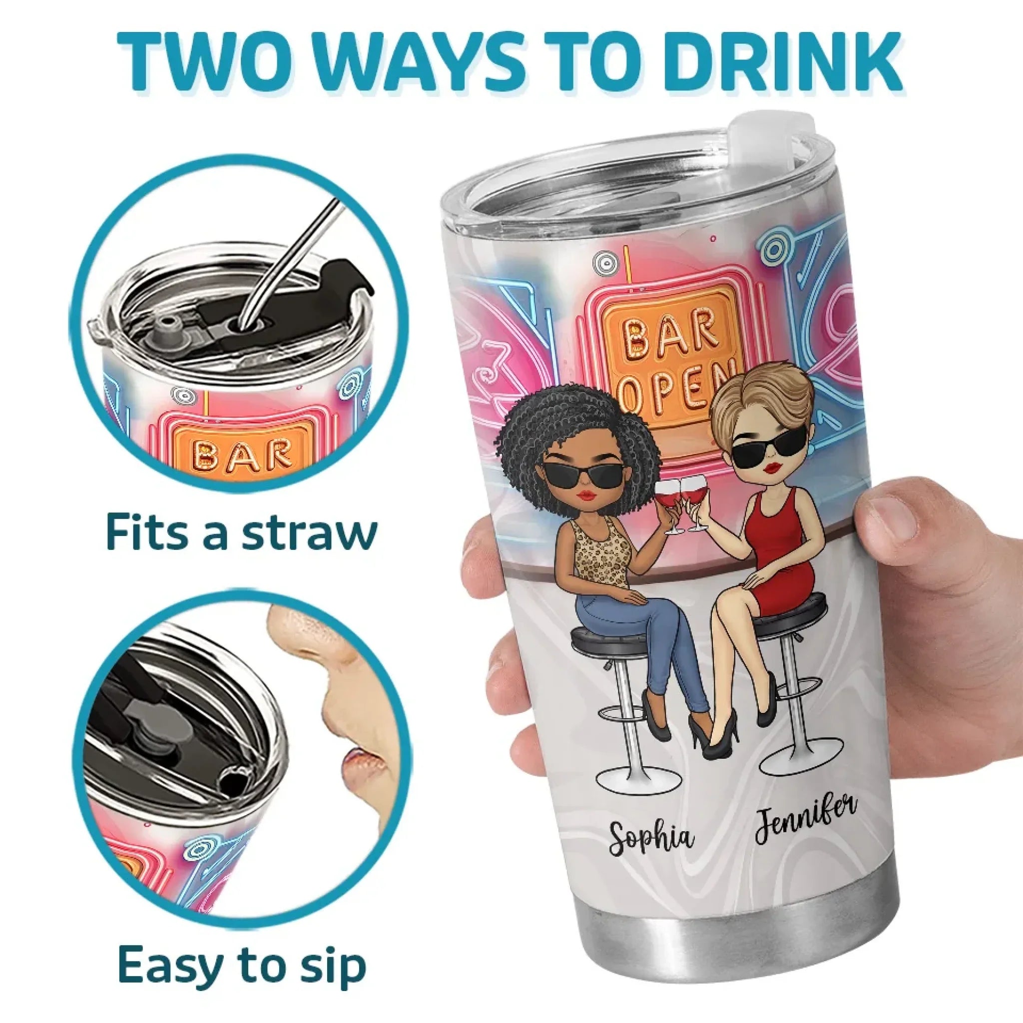 Cheers To Friendship And Endless Sips - Bestie Personalized Custom Tumbler - Gift For Best Friends, BFF, Sisters