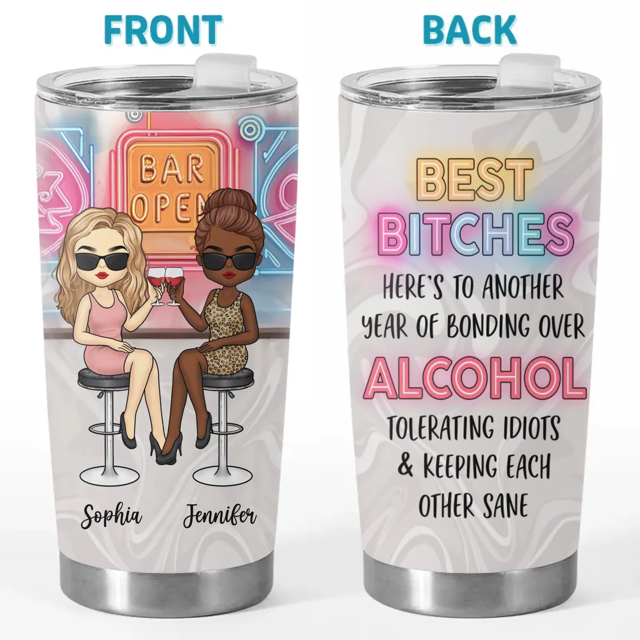 Cheers To Friendship And Endless Sips - Bestie Personalized Custom Tumbler - Gift For Best Friends, BFF, Sisters