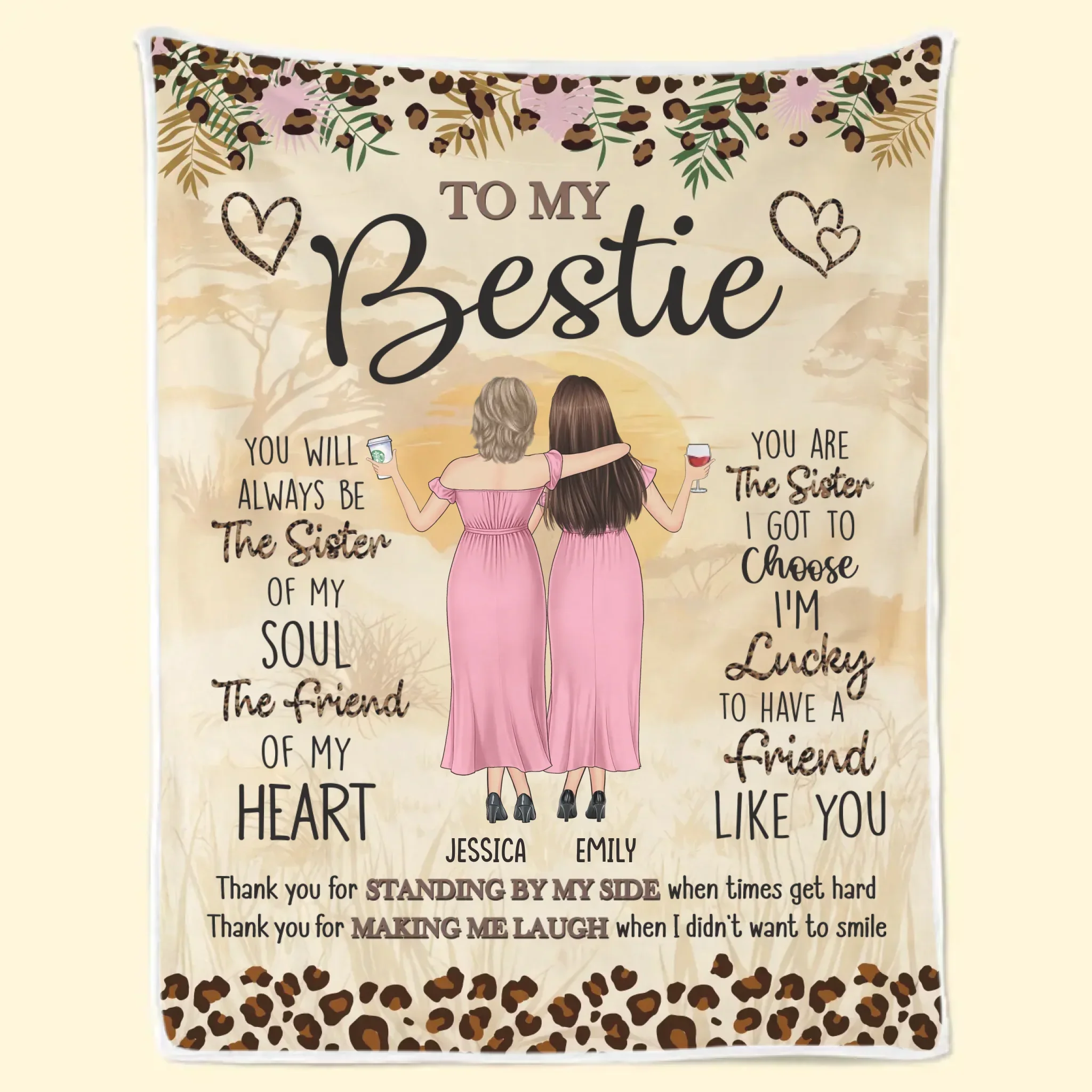 Our Friendship Is Written On My Heart - Bestie Personalized Custom Blanket - Gift For Best Friends, BFF, Sisters