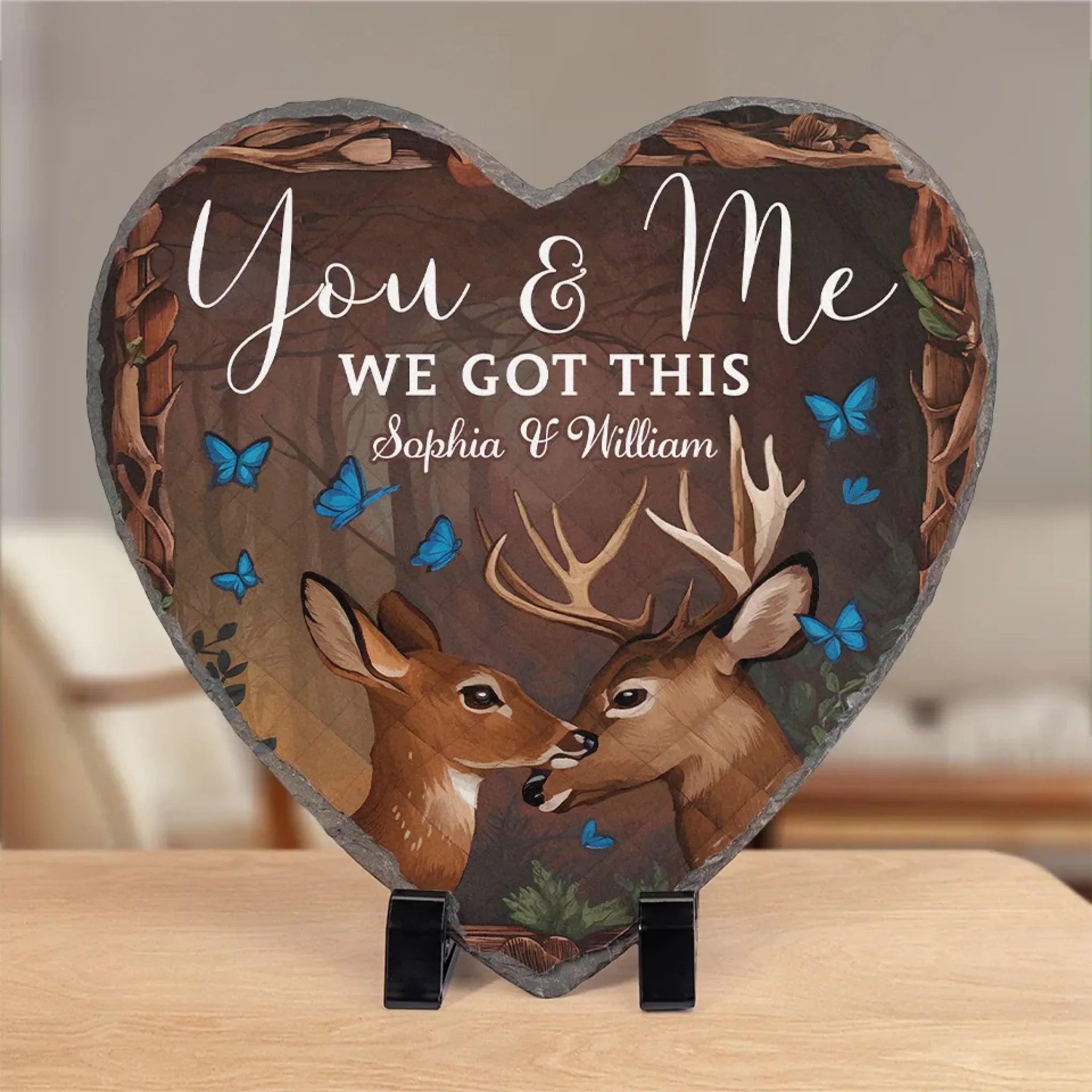 Let Your Love Stand The Test Of Time - Couple Personalized Custom Heart Shaped Stone With Stand - Gift For Husband Wife, Anniversary