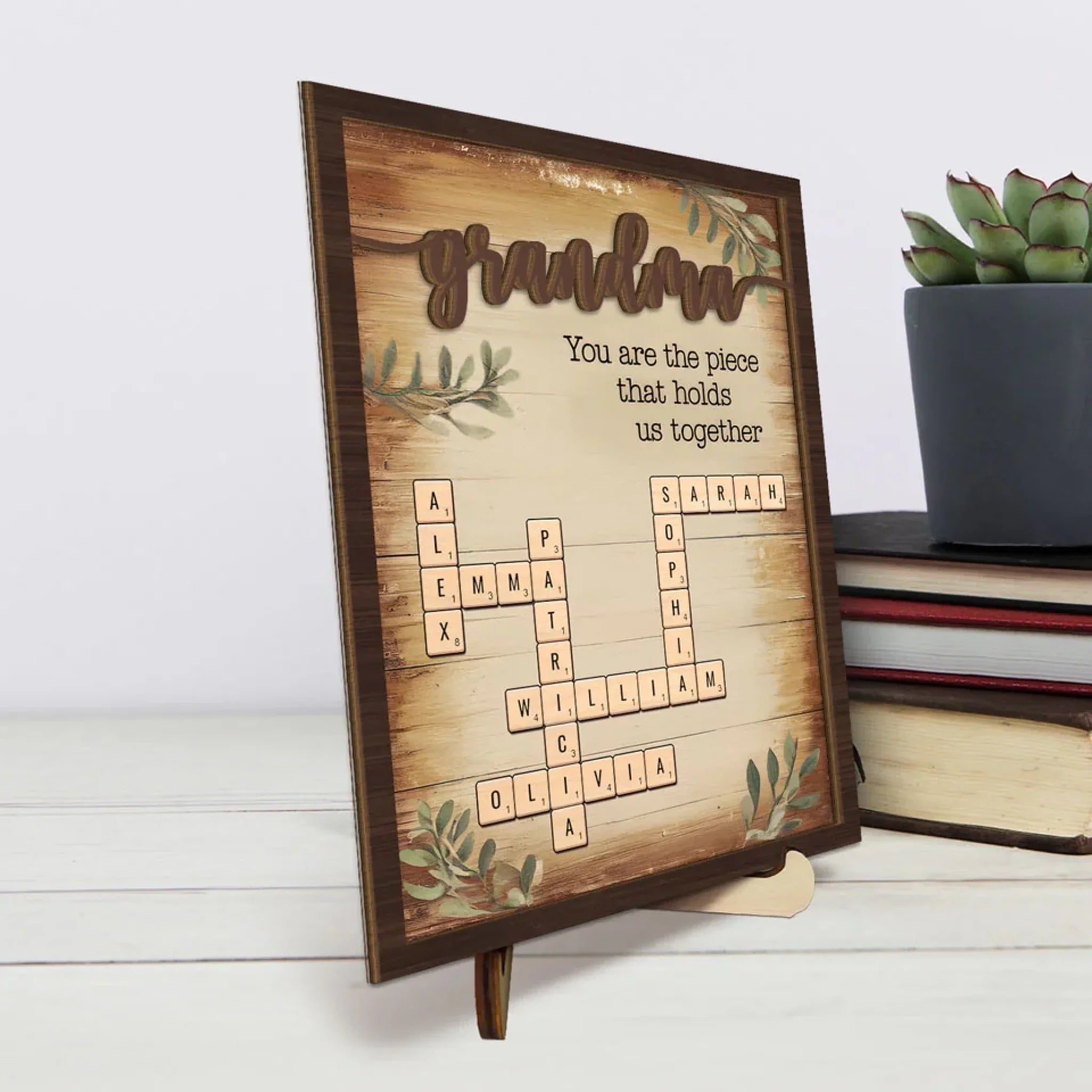 Love Makes You Family - Family Personalized Custom 2-Layered Wooden Plaque With Stand - Mother's Day, Gift For Mom, Grandma