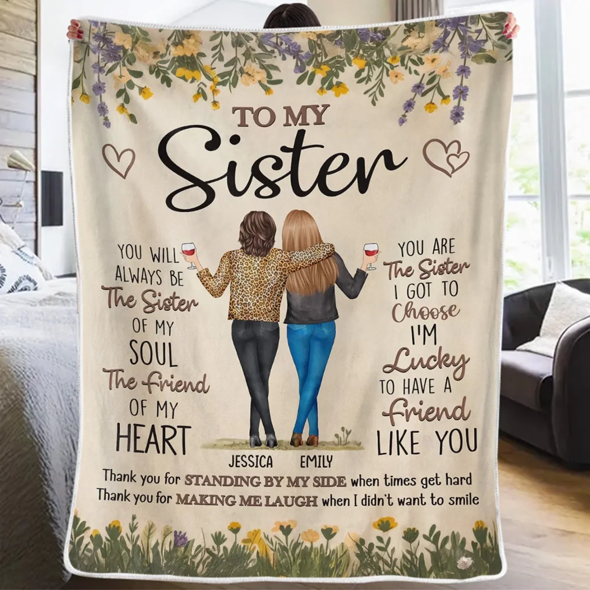 Thank You For Standing By My Side - Bestie Personalized Custom Blanket - Gift For Best Friends, BFF, Sisters