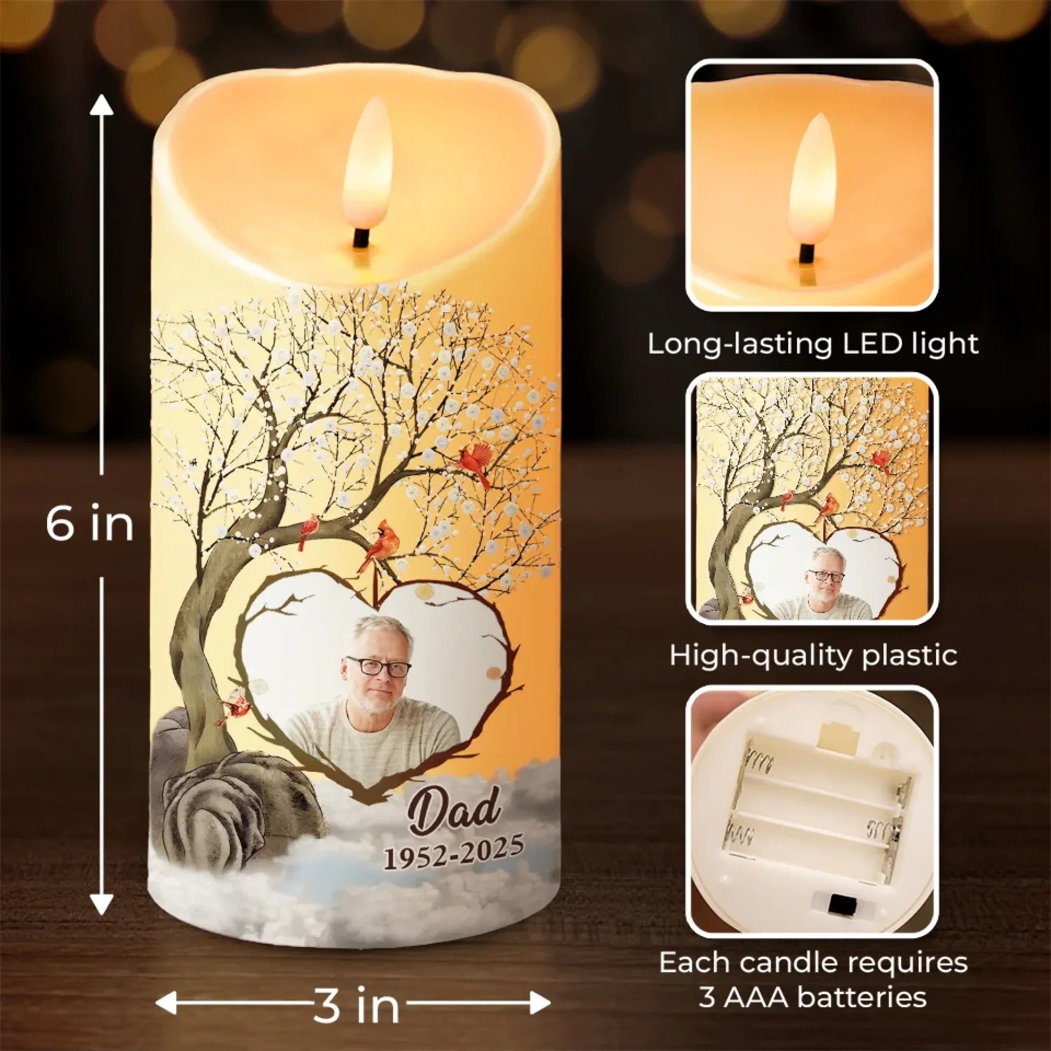 Custom Photo For The Moments When You Want To Feel Them Near - Memorial Personalized Custom LED Candle - Sympathy Gift For Family Members
