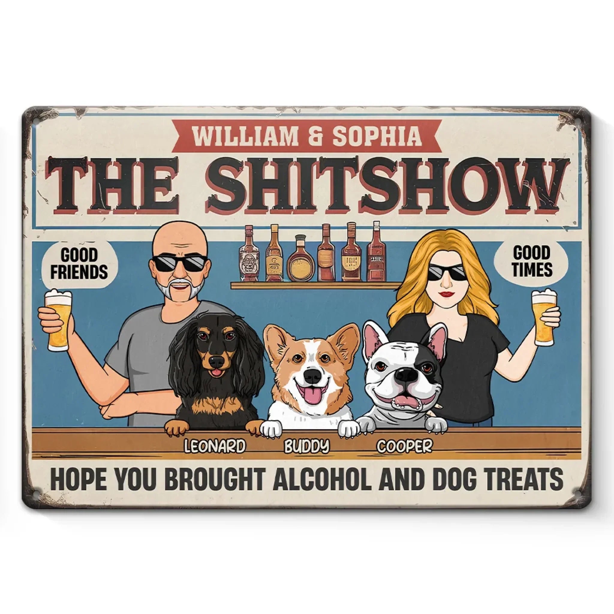 Paws, Pints, And Pure Happiness - Dog Personalized Custom Home Decor Metal Sign - House Warming Gift For Pet Owners, Pet Lovers