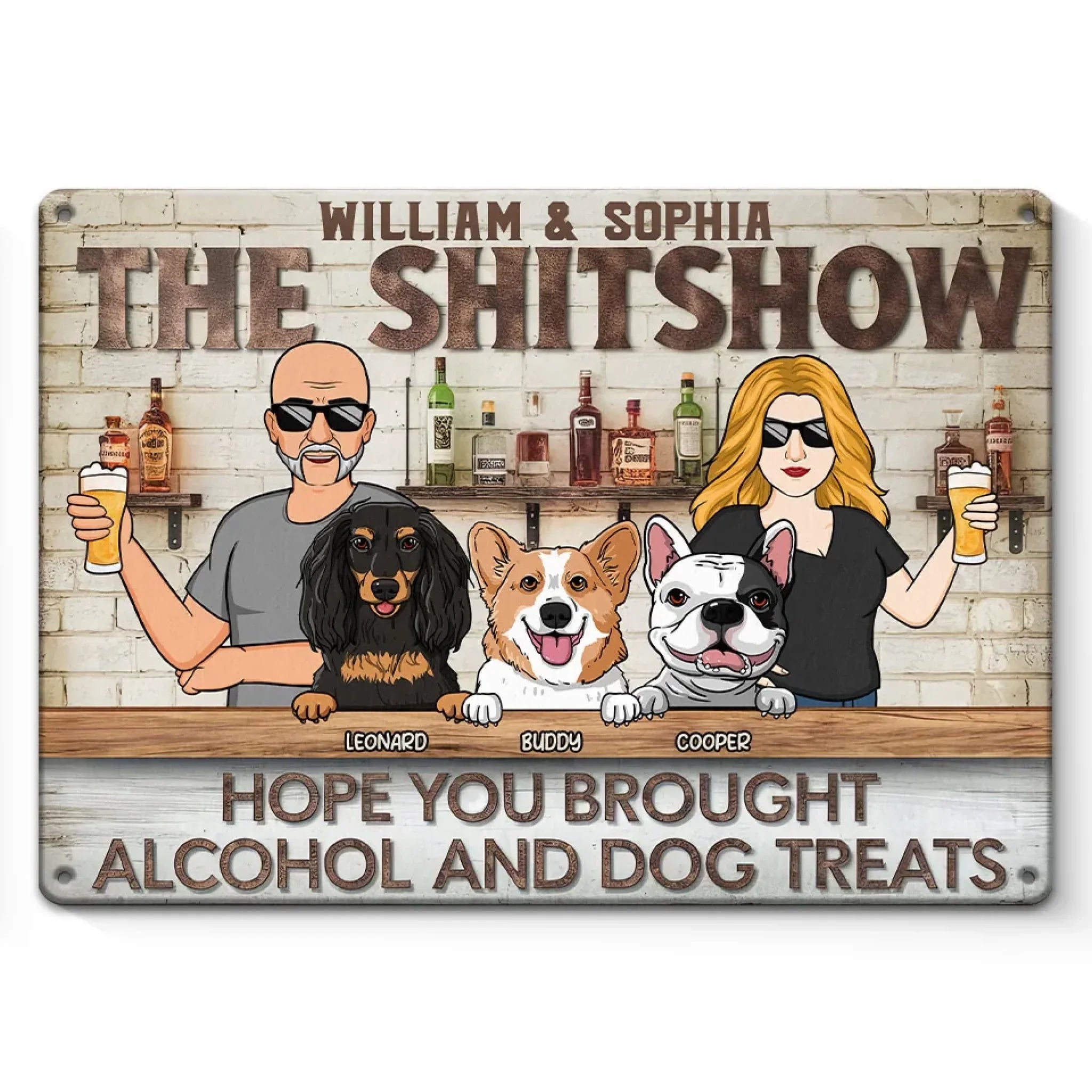 Paws And Party Time - Dog Personalized Custom Home Decor Metal Sign - House Warming Gift For Pet Owners, Pet Lovers