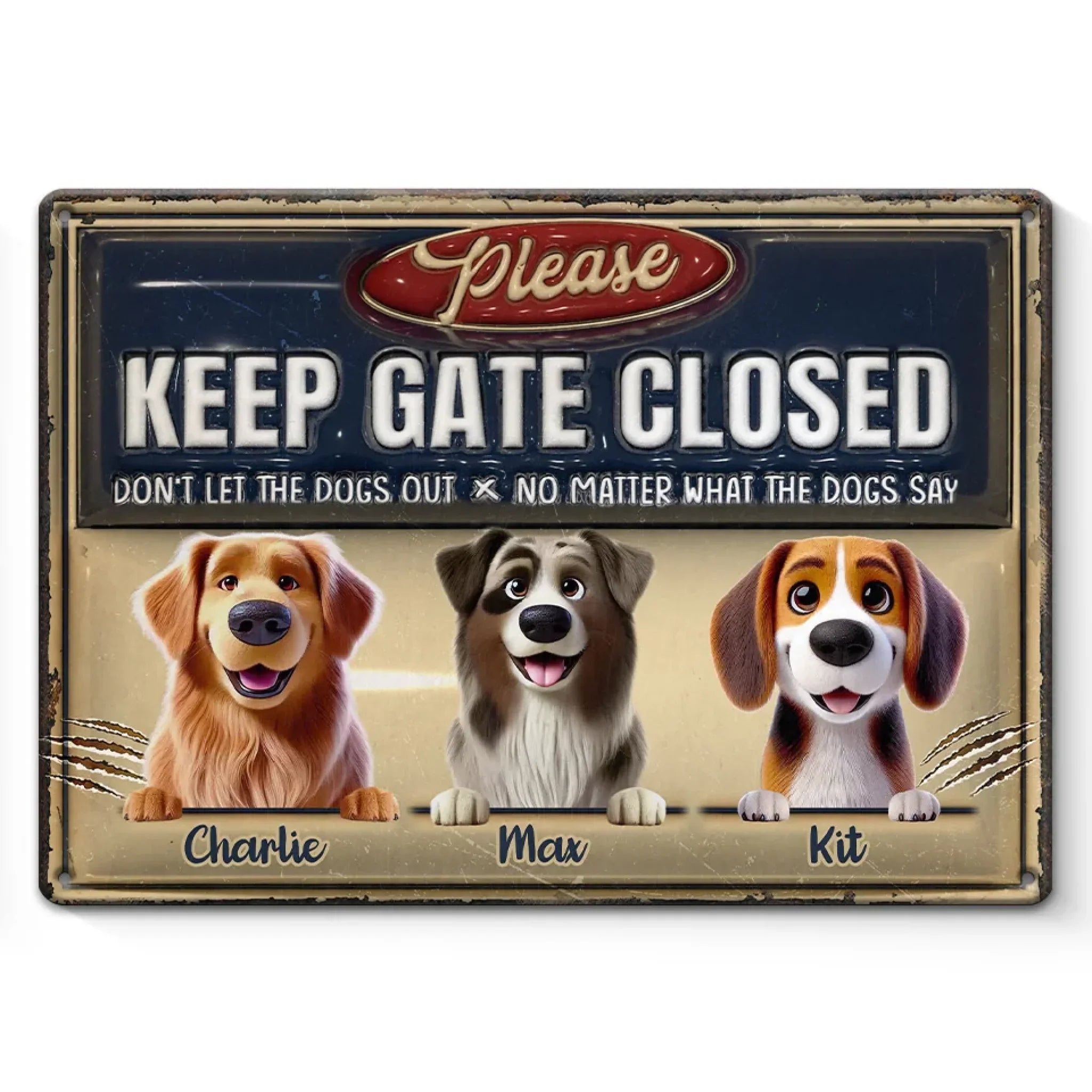 Happiness Is A Dog At Your Door - Dog Personalized Custom 3D Inflated Effect Printed Home Decor Metal Sign - House Warming Gift For Pet Owners, Pet Lovers