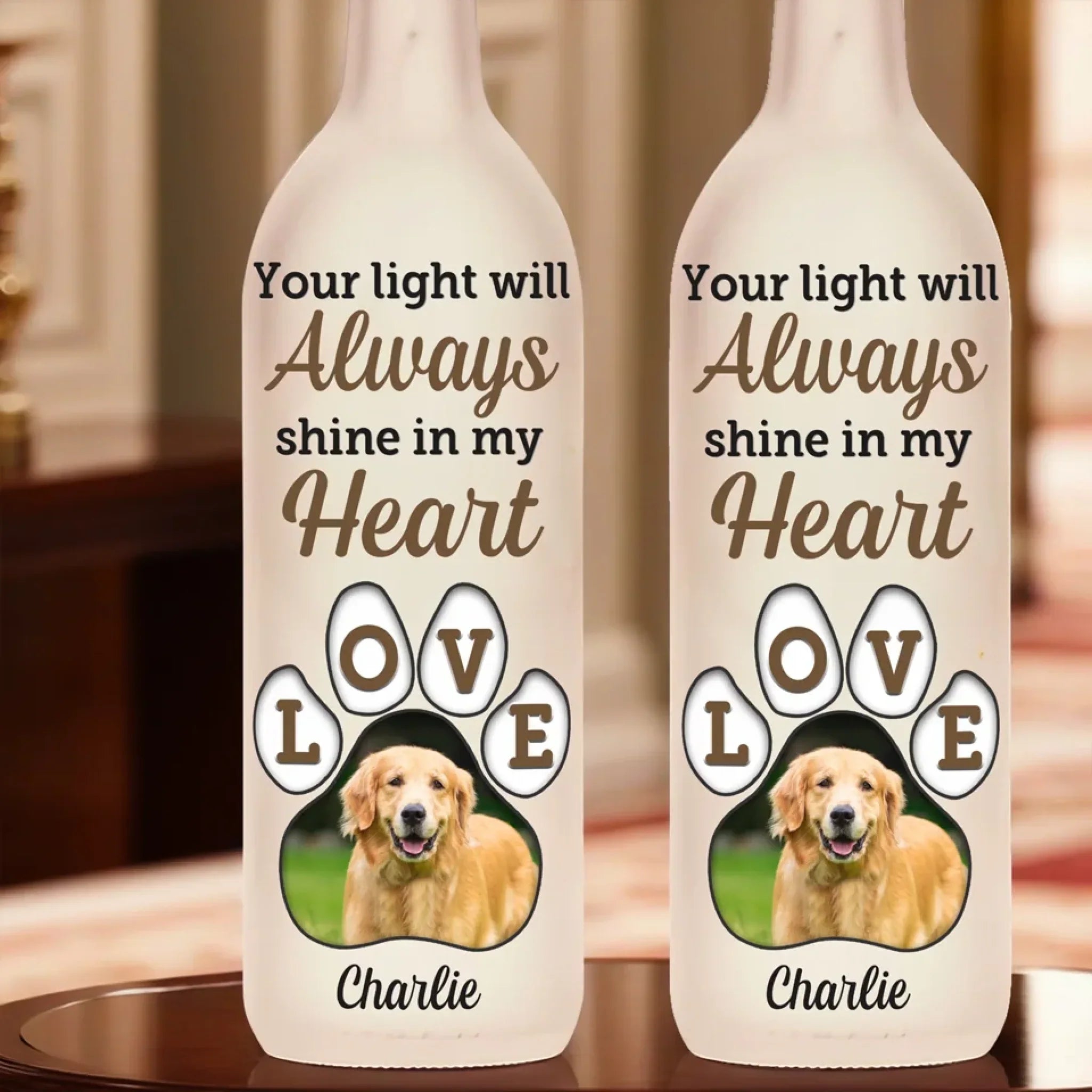 Custom Photo Your Light Will Forever Guide My Way - Memorial Personalized Custom Bottle Lamp - Sympathy Gift For Pet Owners, Pet Lovers
