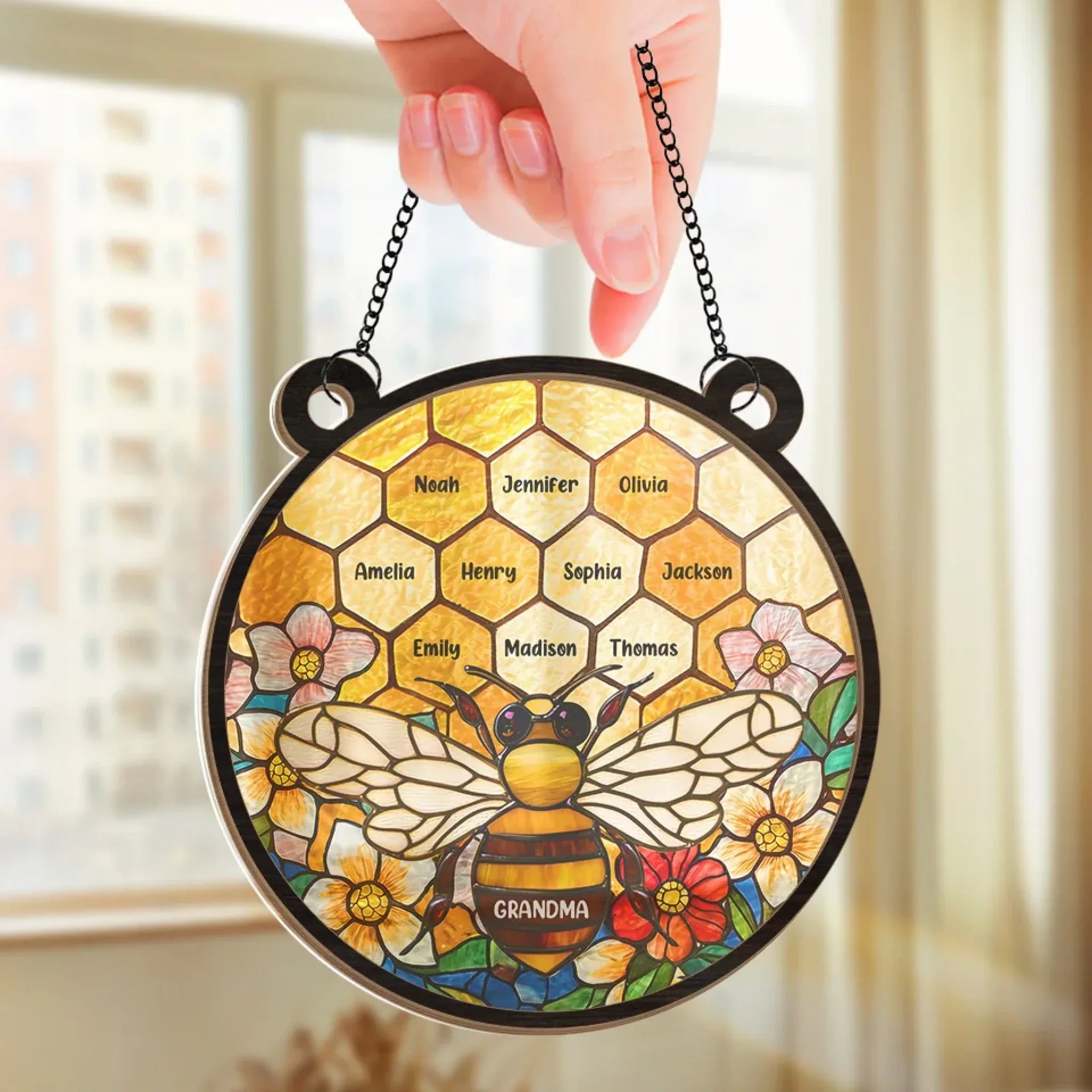 Every Grandchild Is A Grand Blessing - Family Personalized Window Hanging Suncatcher - Gift For Mom, Grandma