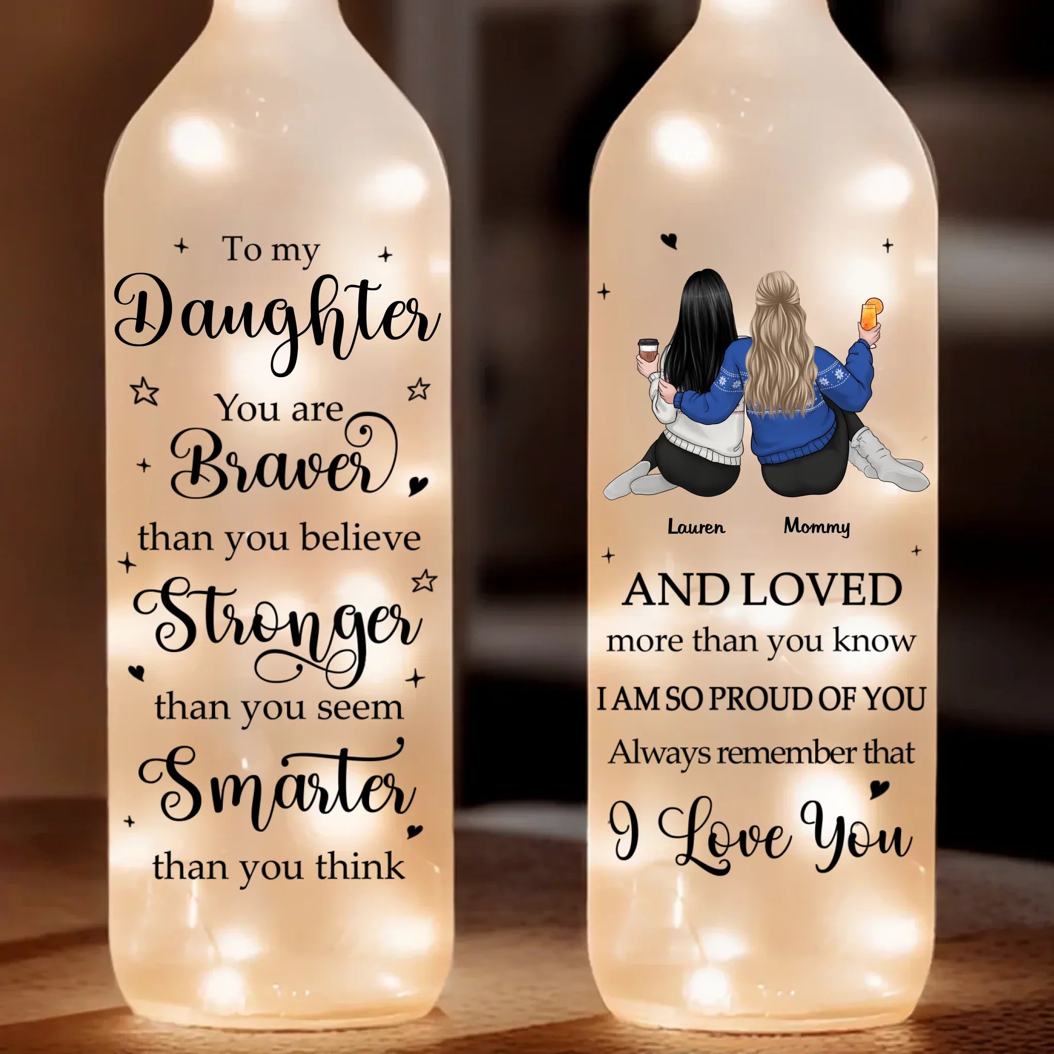I Am So Proud Of You - Family Personalized Custom Bottle Lamp - Gift For Mom, Daughter