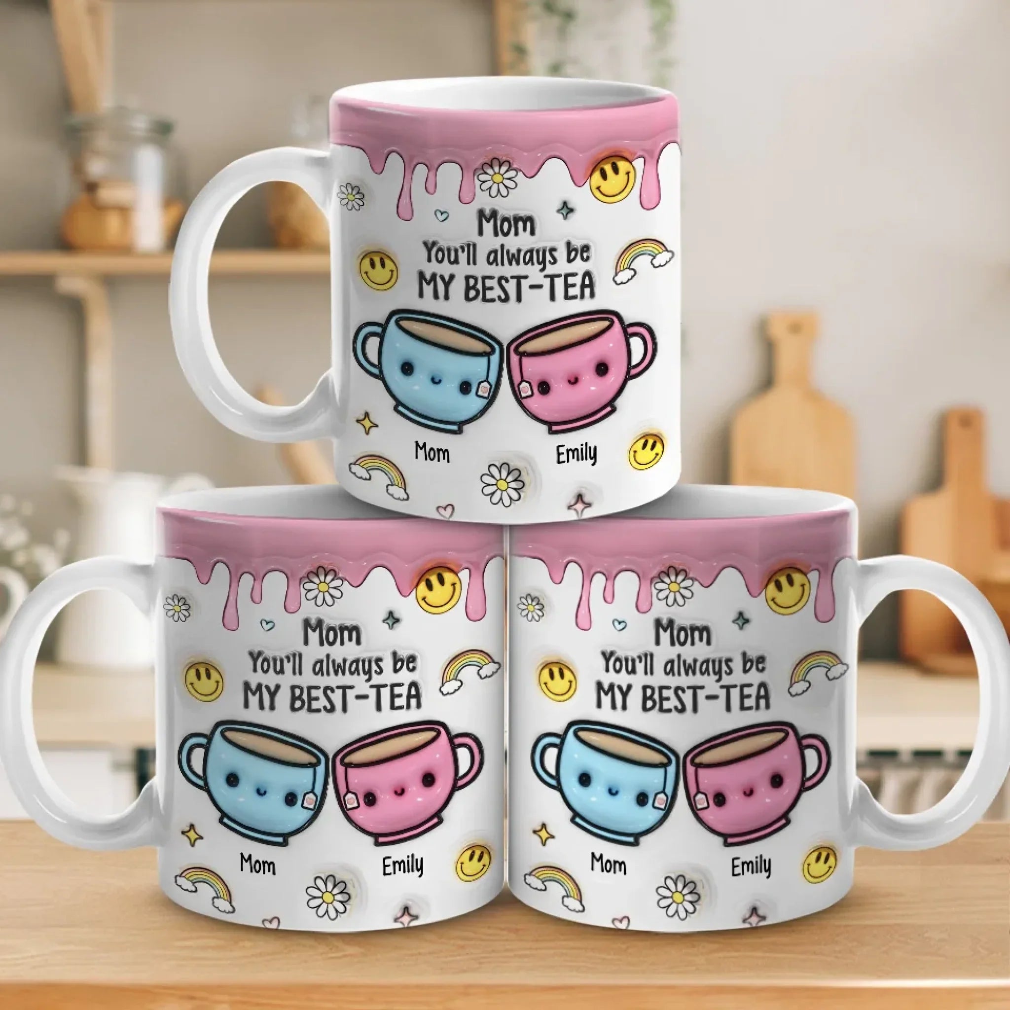 Forever Connected, Always Loved - Family Personalized Custom 3D Inflated Effect Printed Mug - Gift For Mom, Daughter