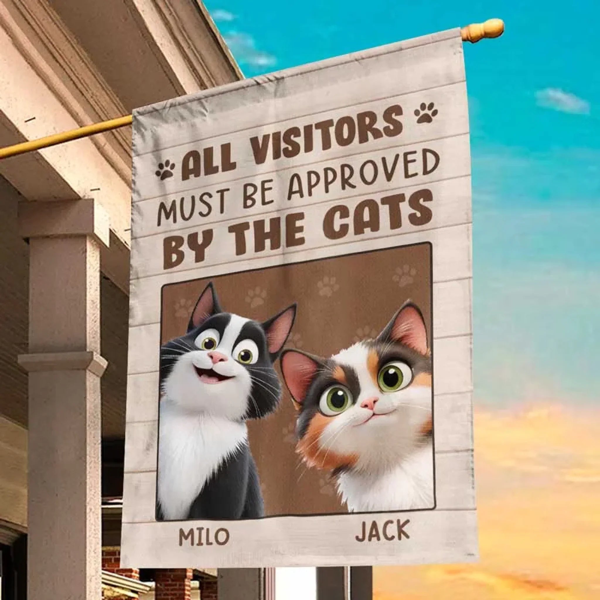 All Visitors Must Be Approved By The Cat - Cat Personalized Custom Flag - Gift For Pet Owners, Pet Lovers