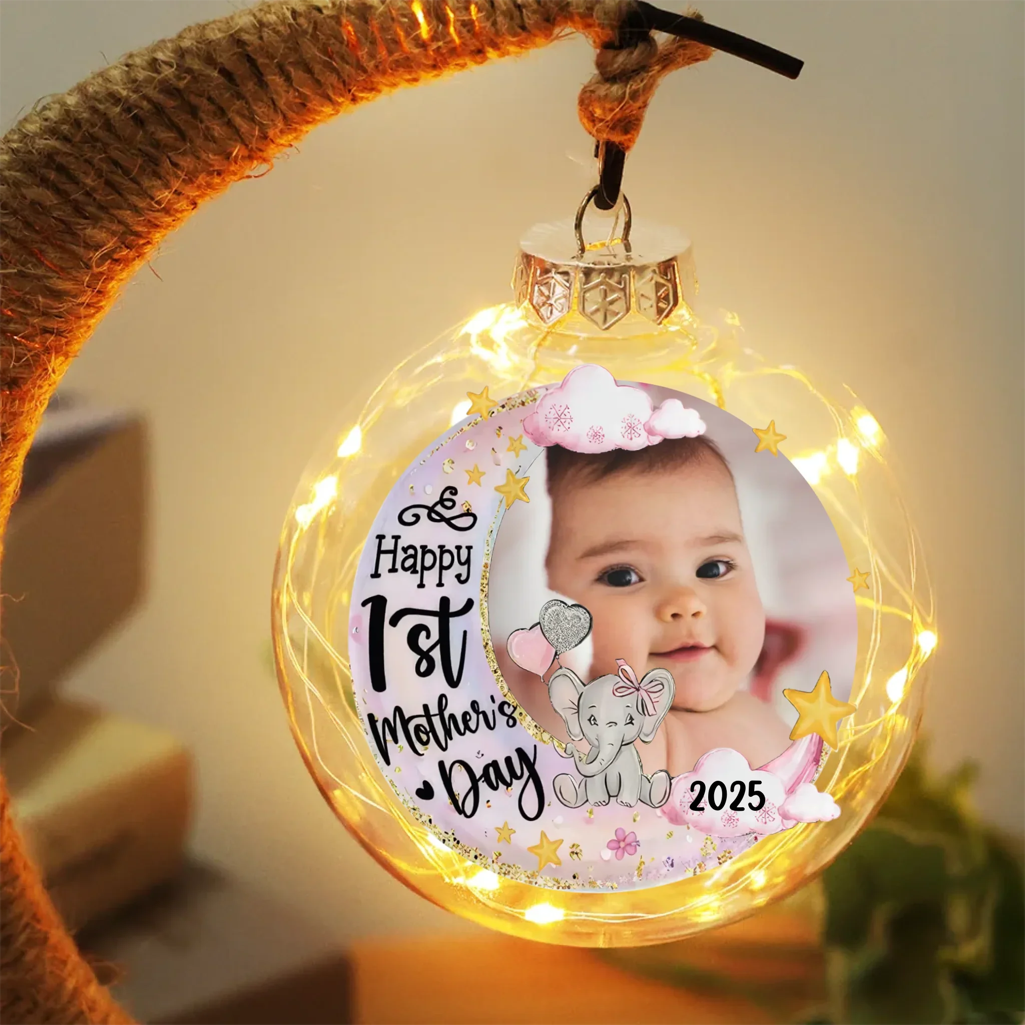Custom Photo Our First Miracle, Our Forever Love - Family Personalized Custom Moon Lamp Light - Mother's Day, Baby Shower Gift, Gift For First Mom