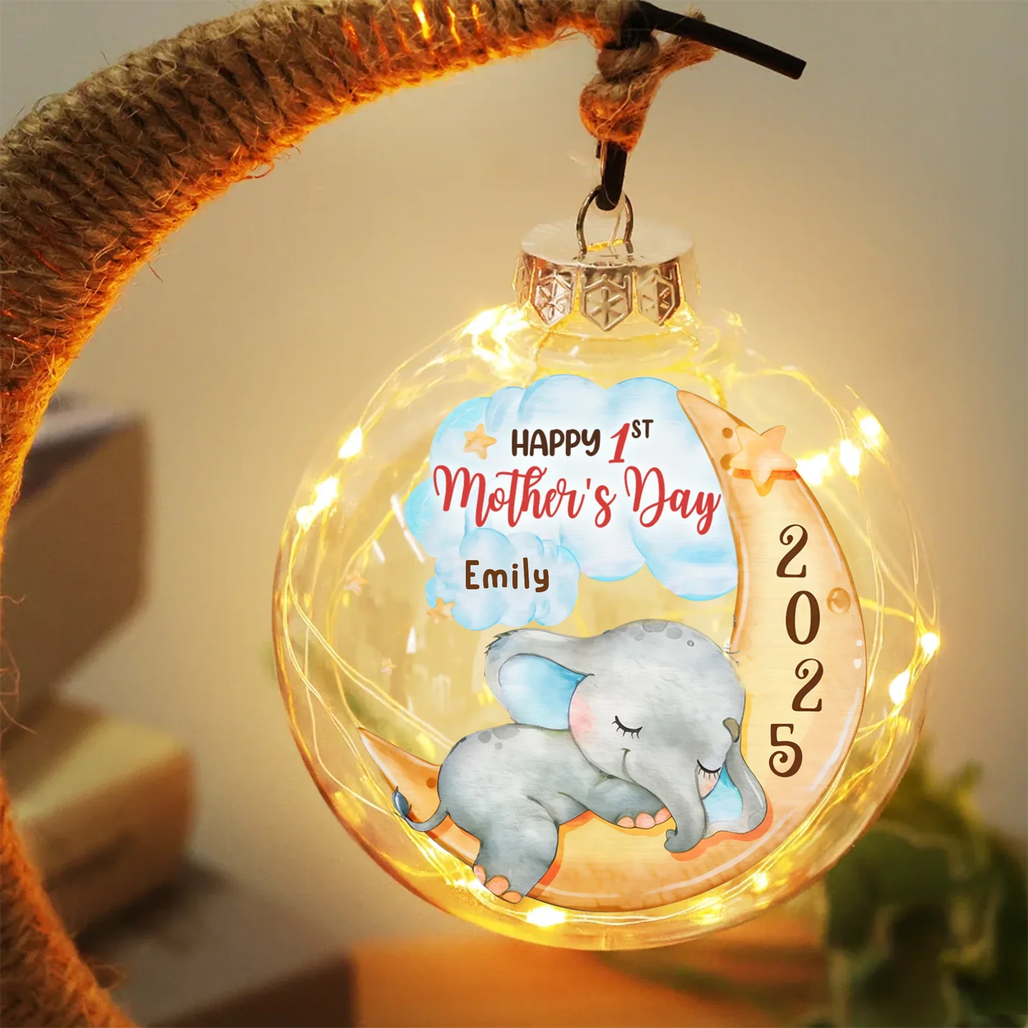 Our First Gift, Our Forever Love - Family Personalized Custom Moon Lamp Light - Mother's Day, Baby Shower Gift, Gift For First Mom